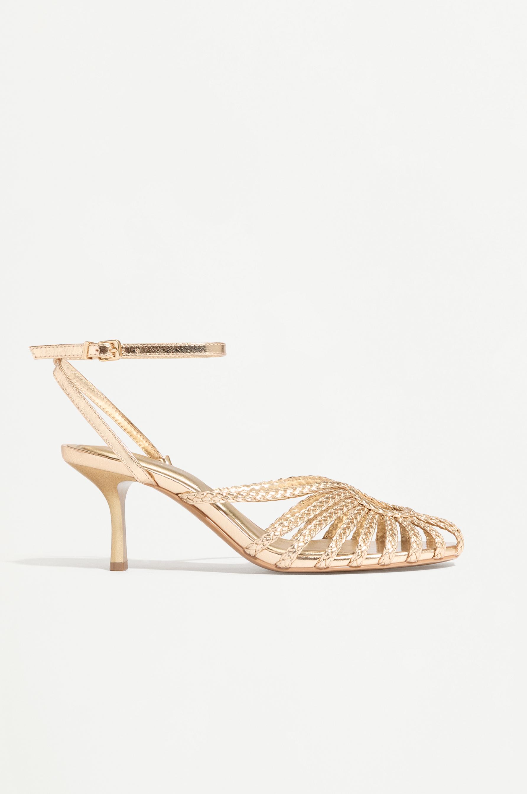 Heeled cage sandals — GOLD