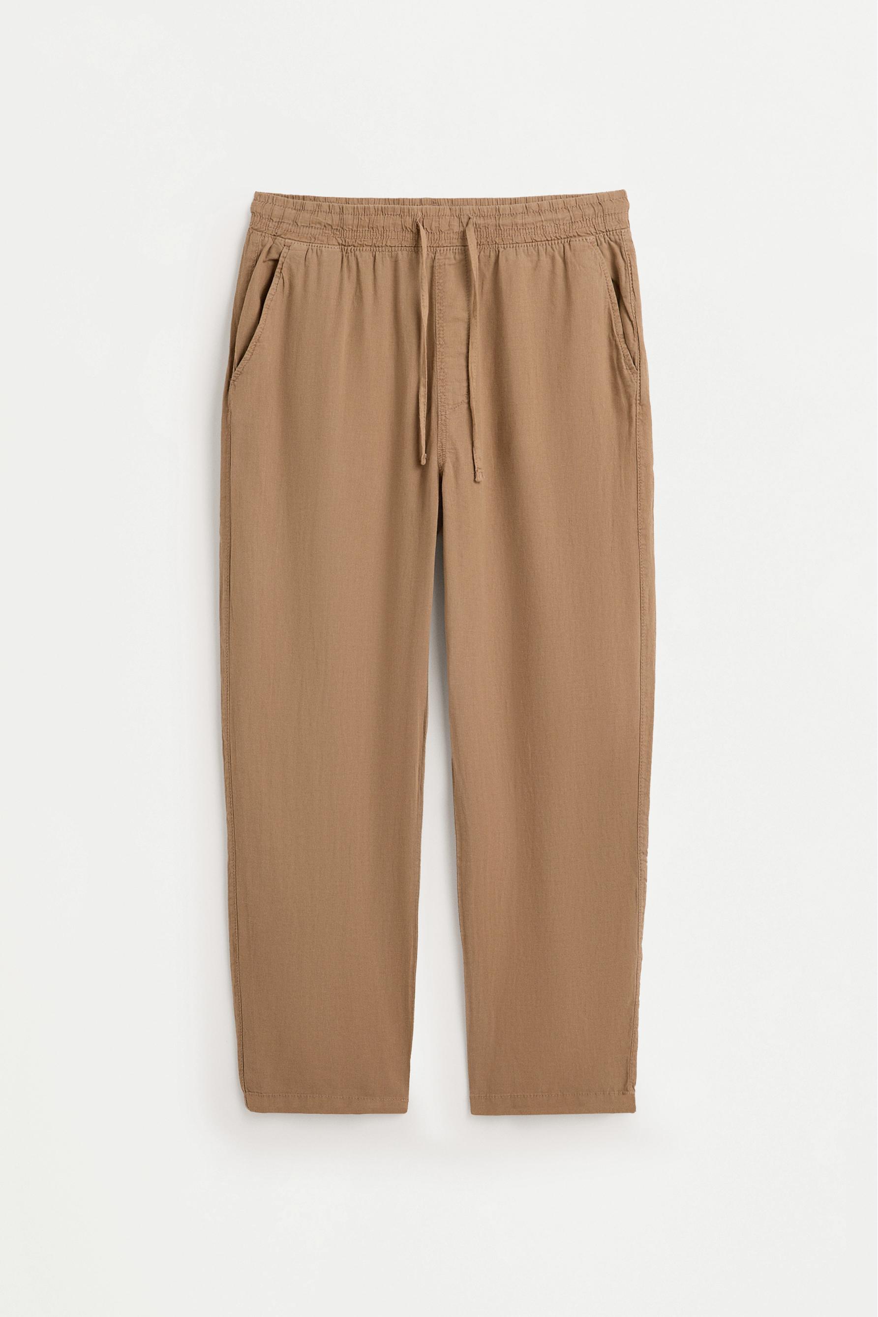 Linen-cotton jogger trousers — CAMEL
