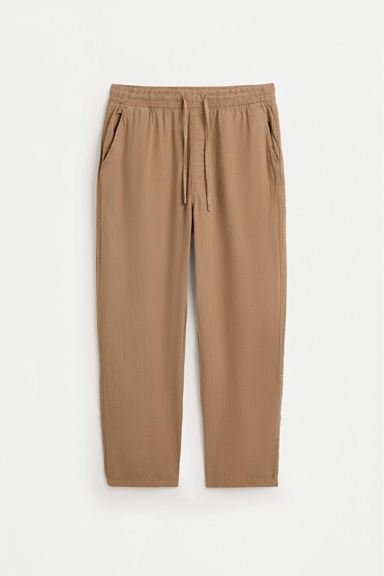 Linen-cotton jogger trousers — CAMEL