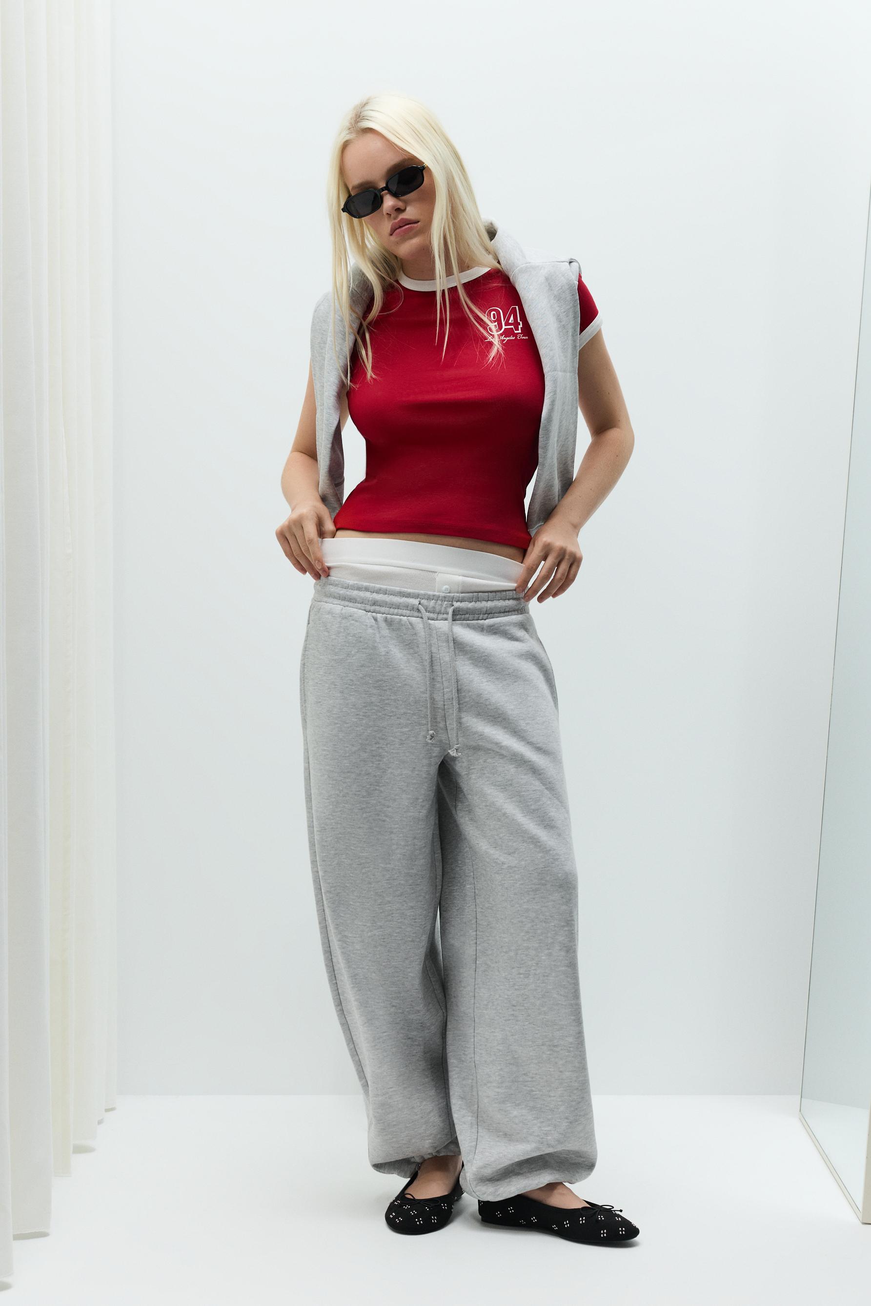 Plush barrel trousers — GREY MARL