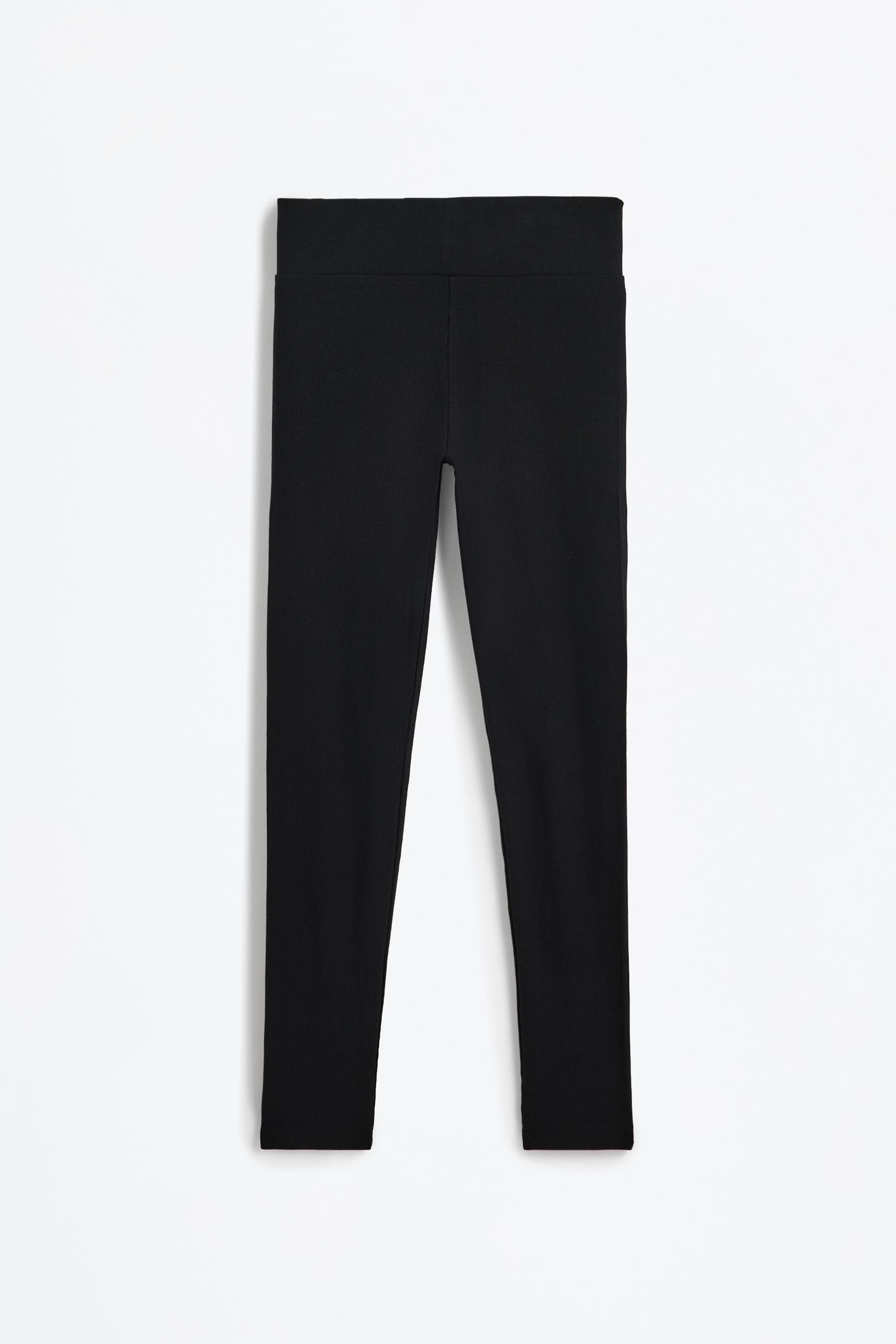 Ribbed waist leggings — BLACK