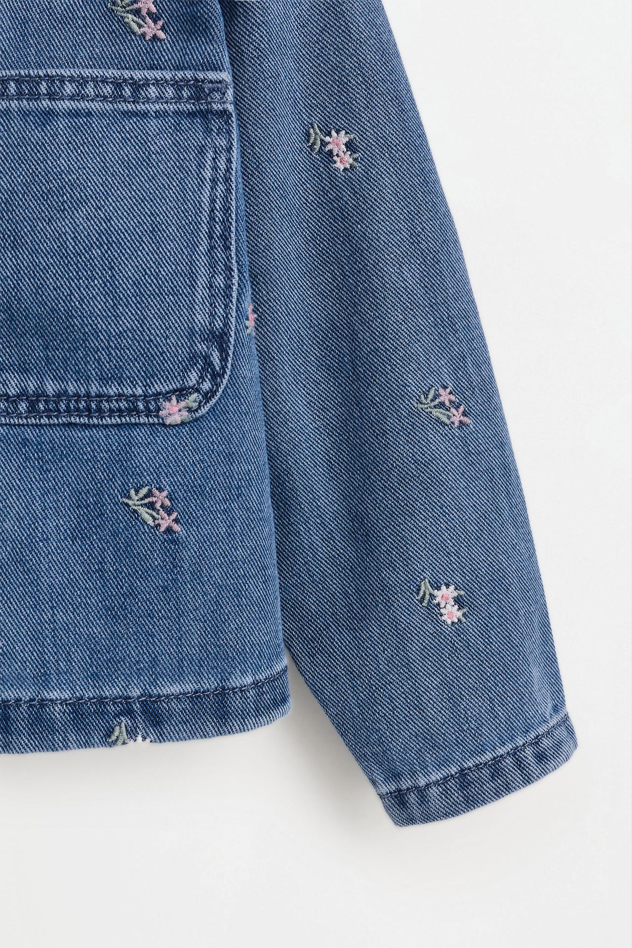 Embroidered denim jacket — FADED BLUE