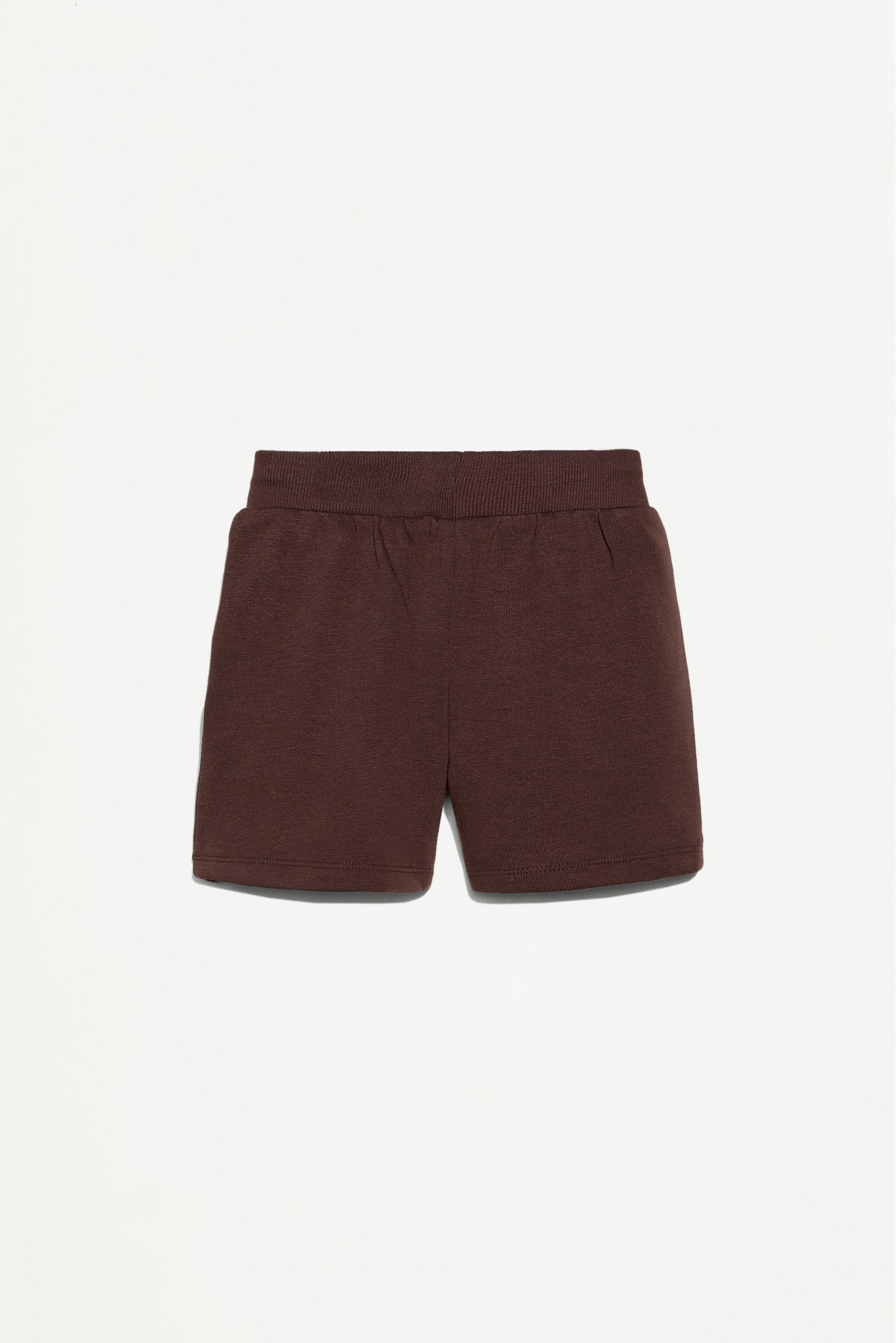 Printed plush Bermuda shorts — CHOCOLATE