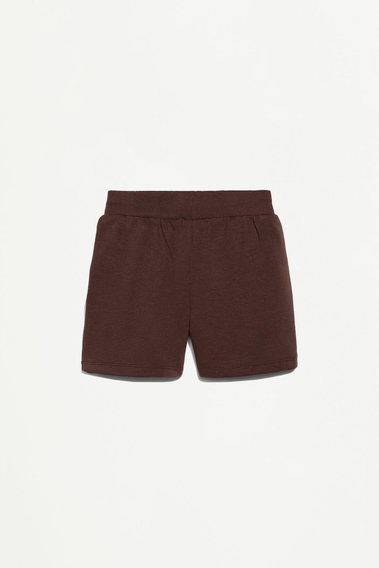 Printed plush Bermuda shorts — CHOCOLATE