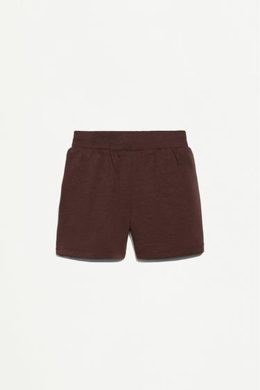 Printed plush Bermuda shorts — CHOCOLATE 2