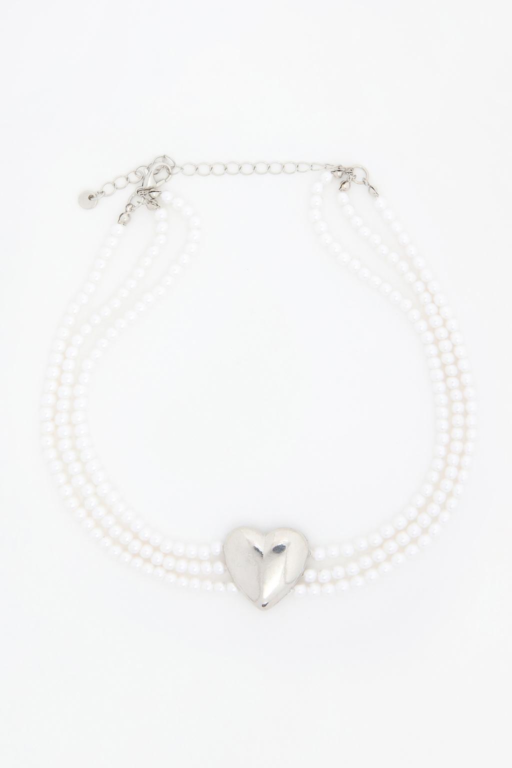 Choker perlas corazón