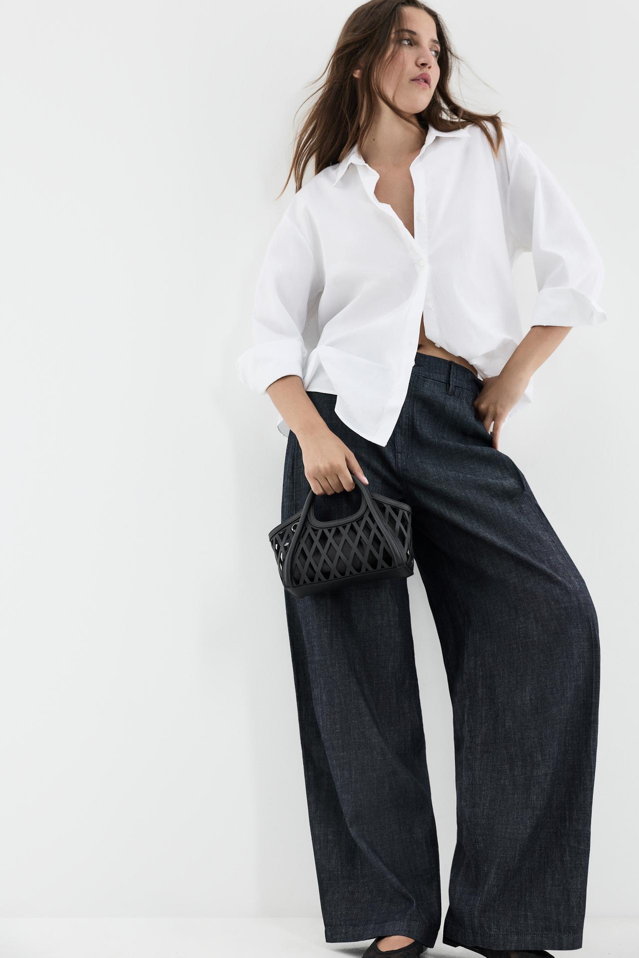 Barrel-leg darted trousers — NAVY