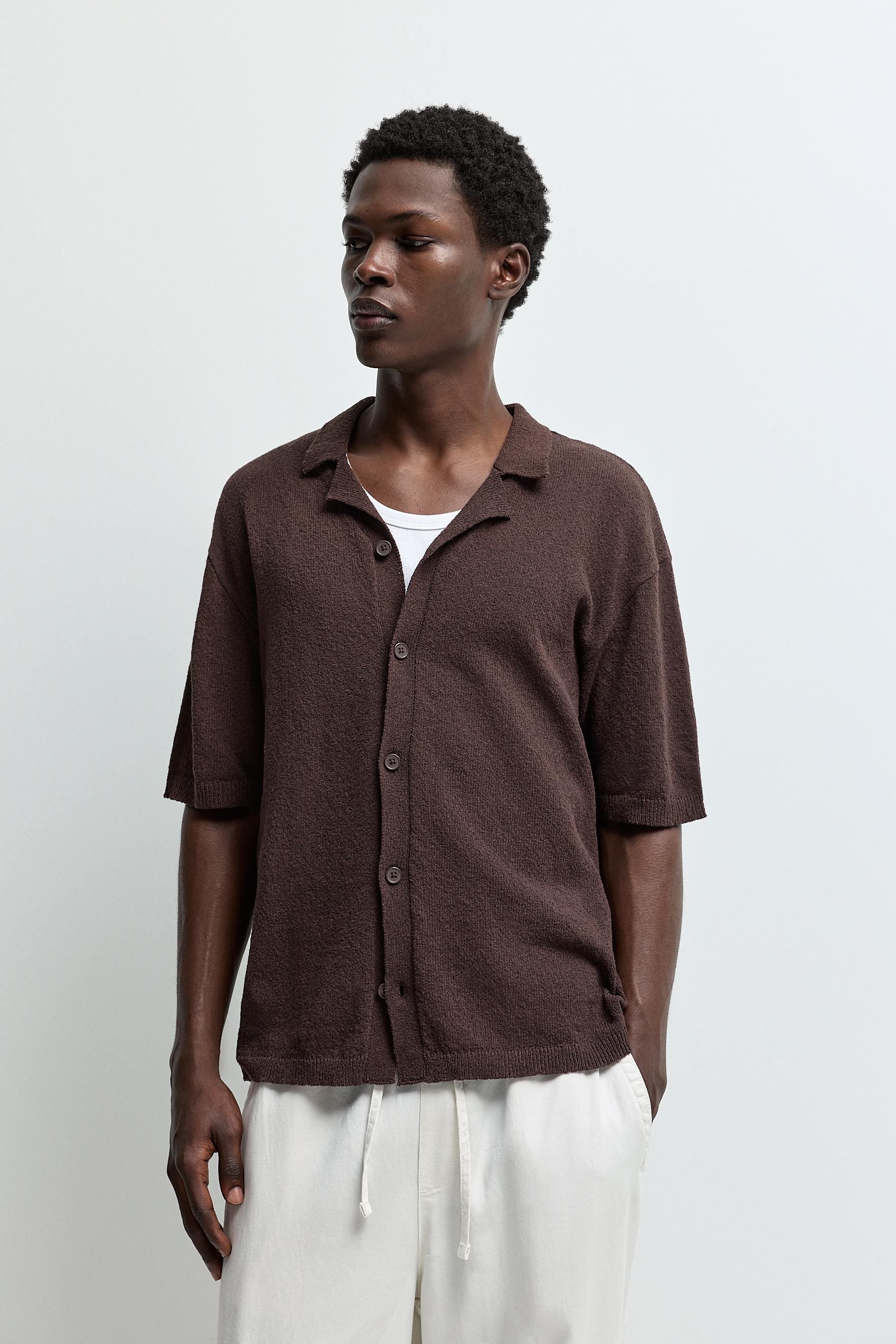 Bouclé knit shirt — CHOCOLATE
