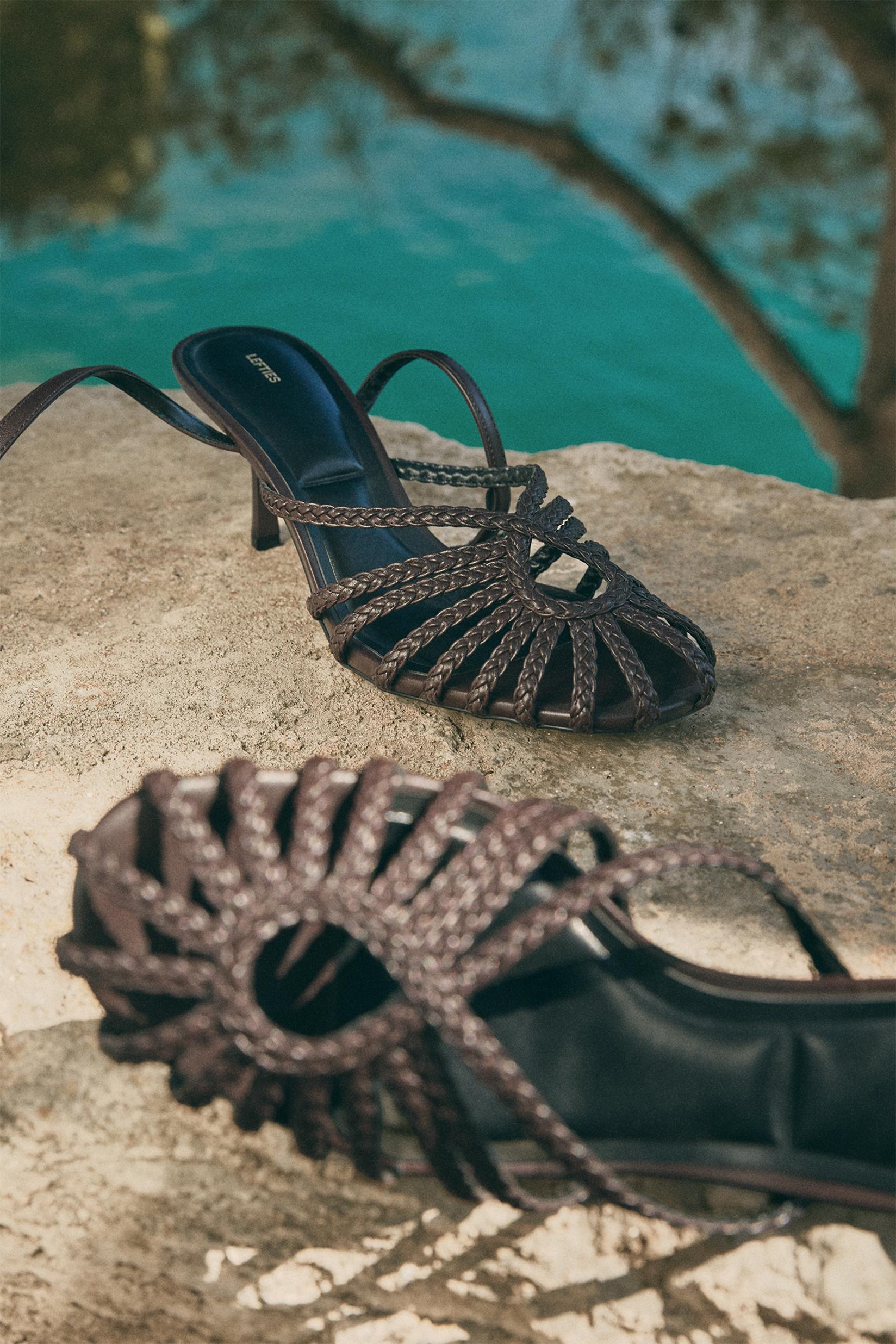 Heeled cage sandals — BROWN