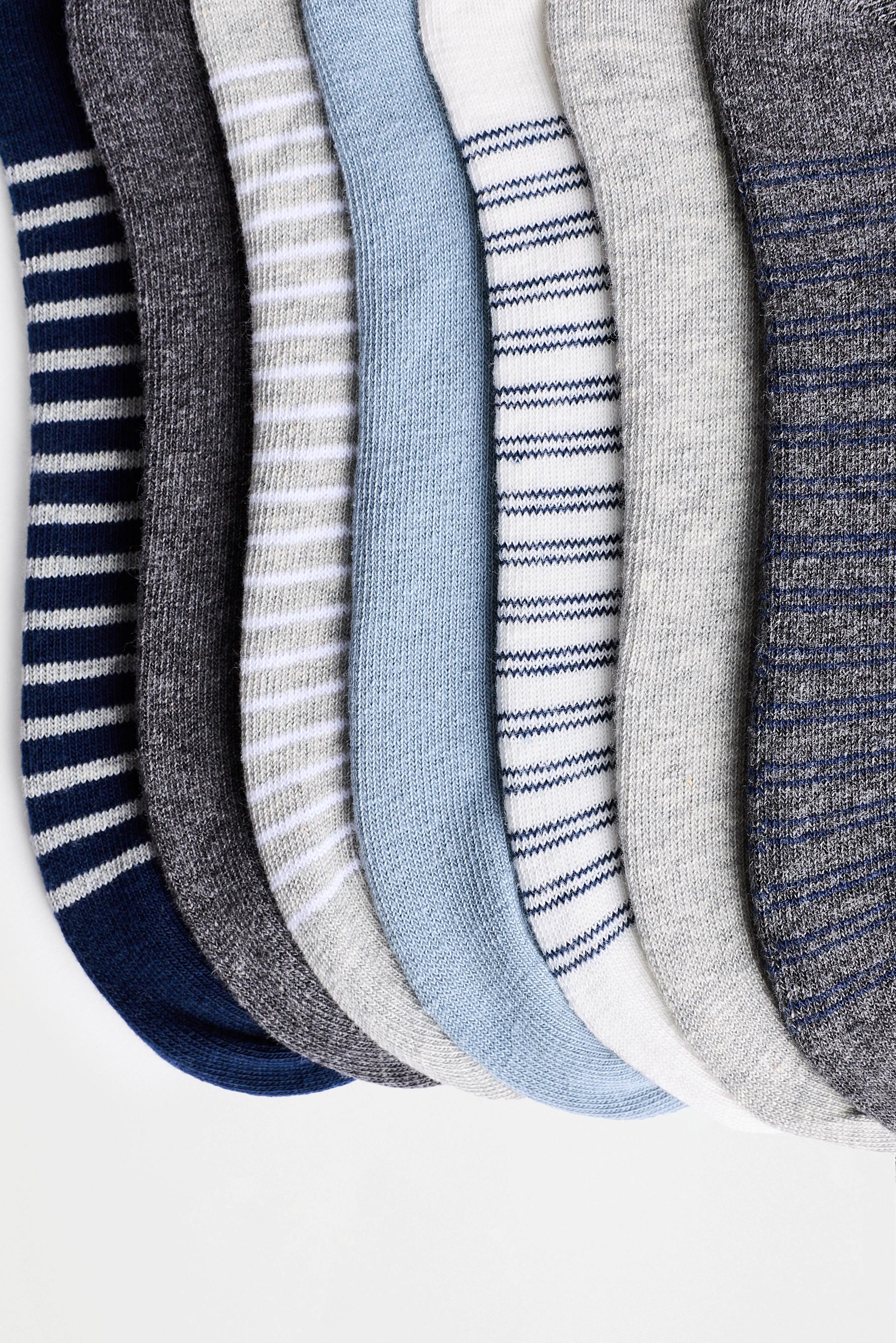 Striped ankle socks (7-pack) — GREY/BLUE