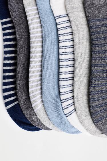 Striped ankle socks (7-pack) — GREY/BLUE 7
