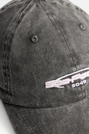 Faded-effect embroidered cap — BLACK 3