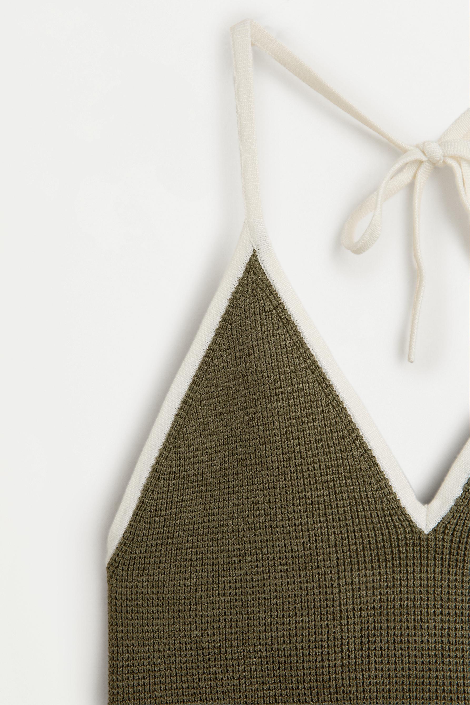 Contrast halter top — DARK KHAKI