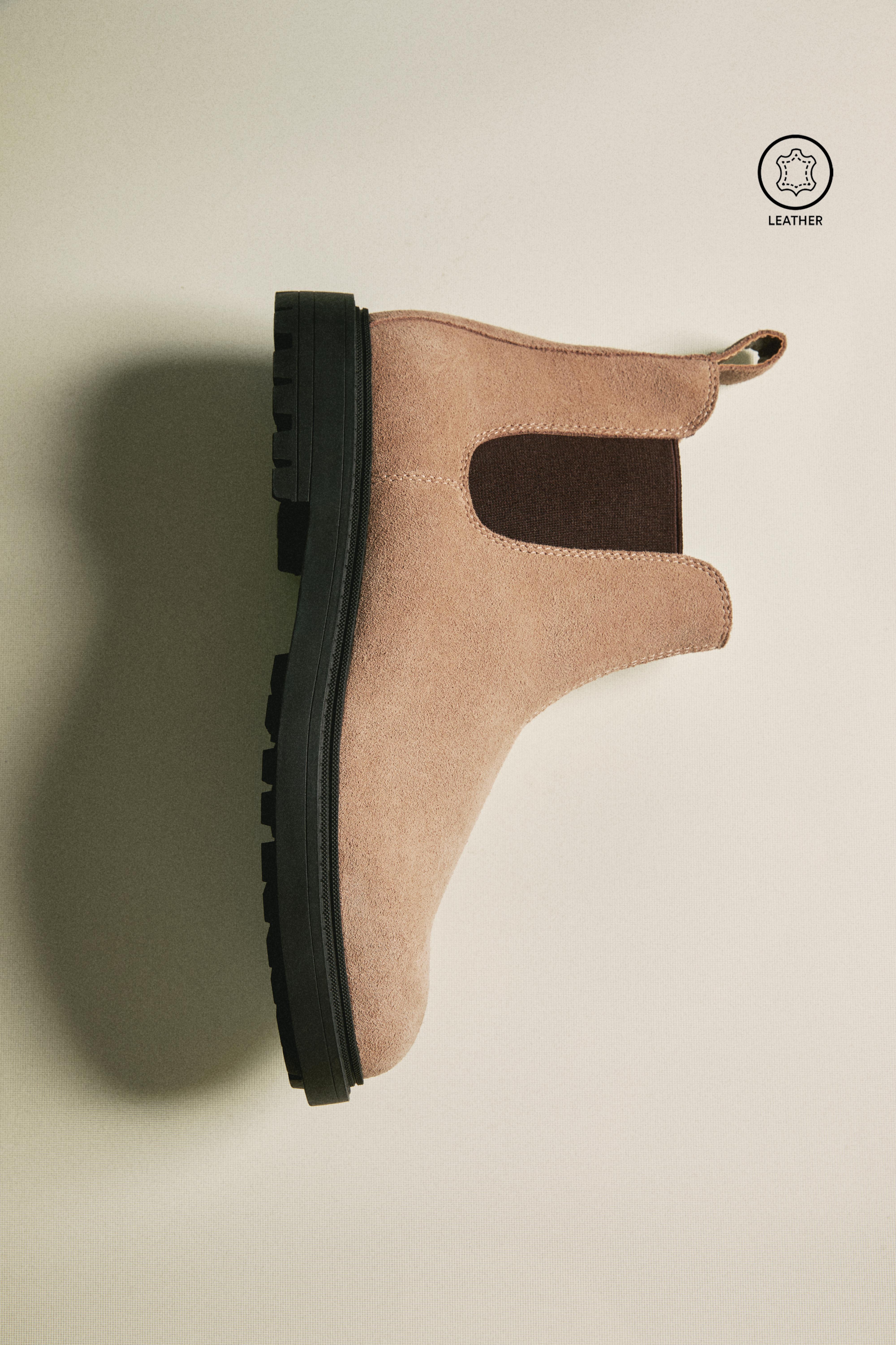 Leather Chelsea ankle boots — BEIGE