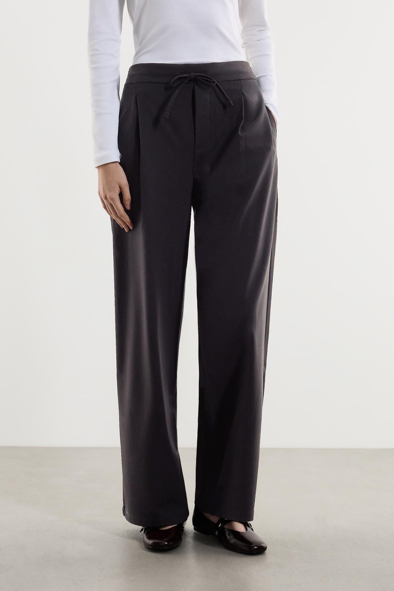 Basic straight trousers — BLACK