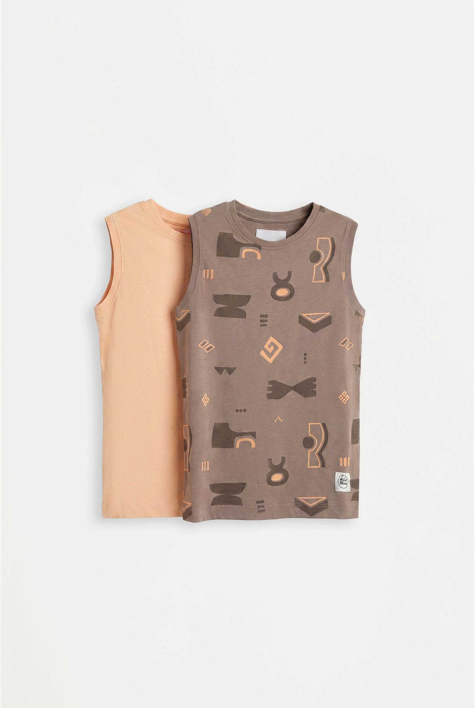 Pack of 2 assorted sleeveless T-shirts — TANGERINE