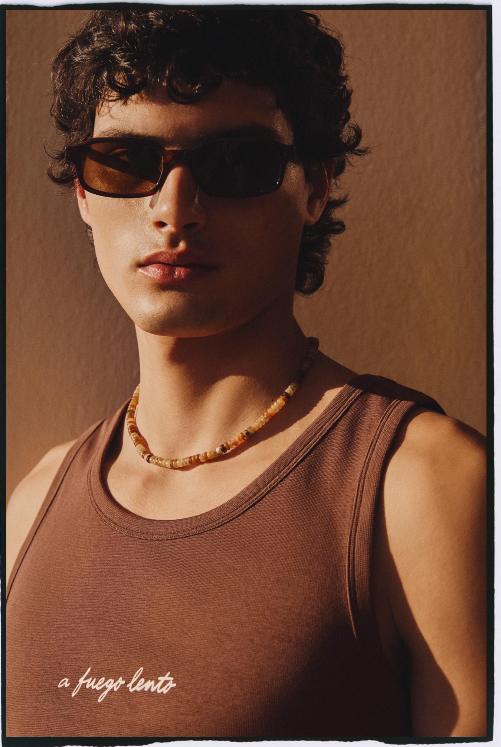 Printed strappy T-shirt — BROWN