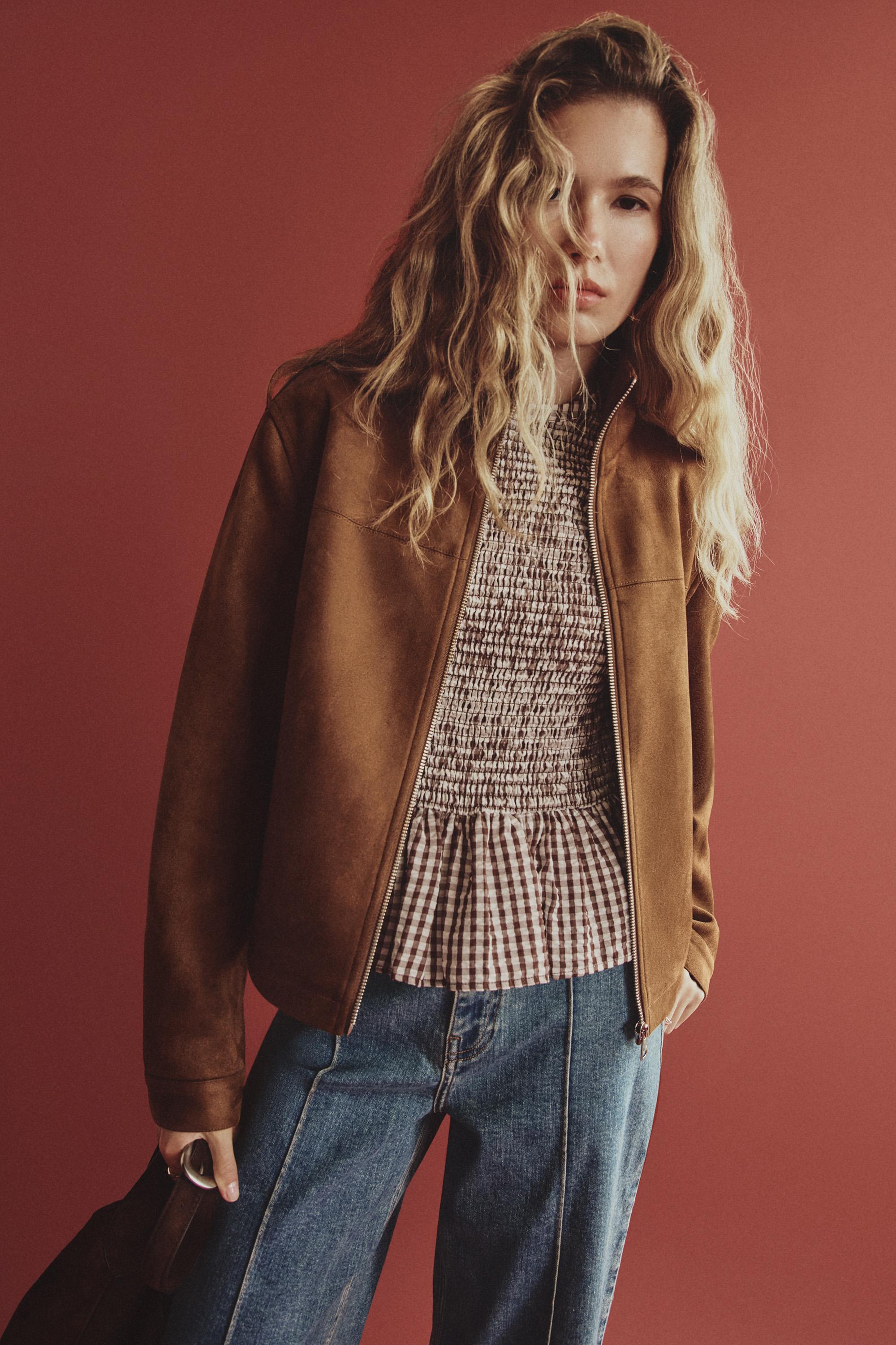 Faux suede jacket — BRANDY