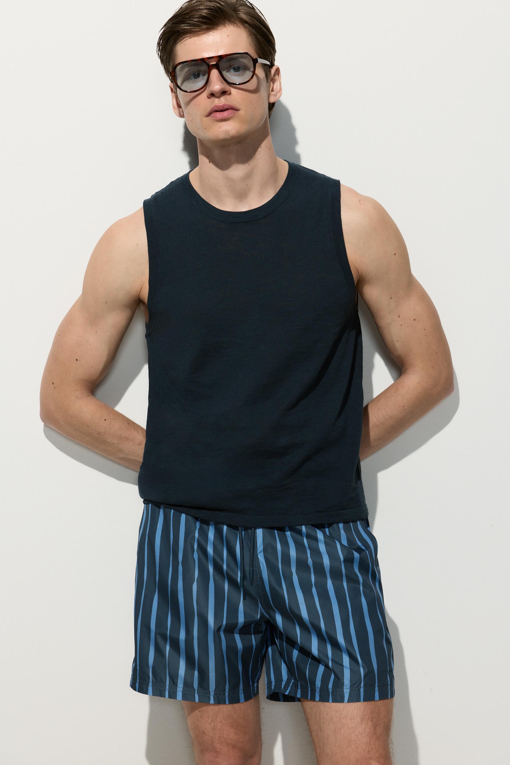 Printed regular fit swim shorts — FADED NAVY