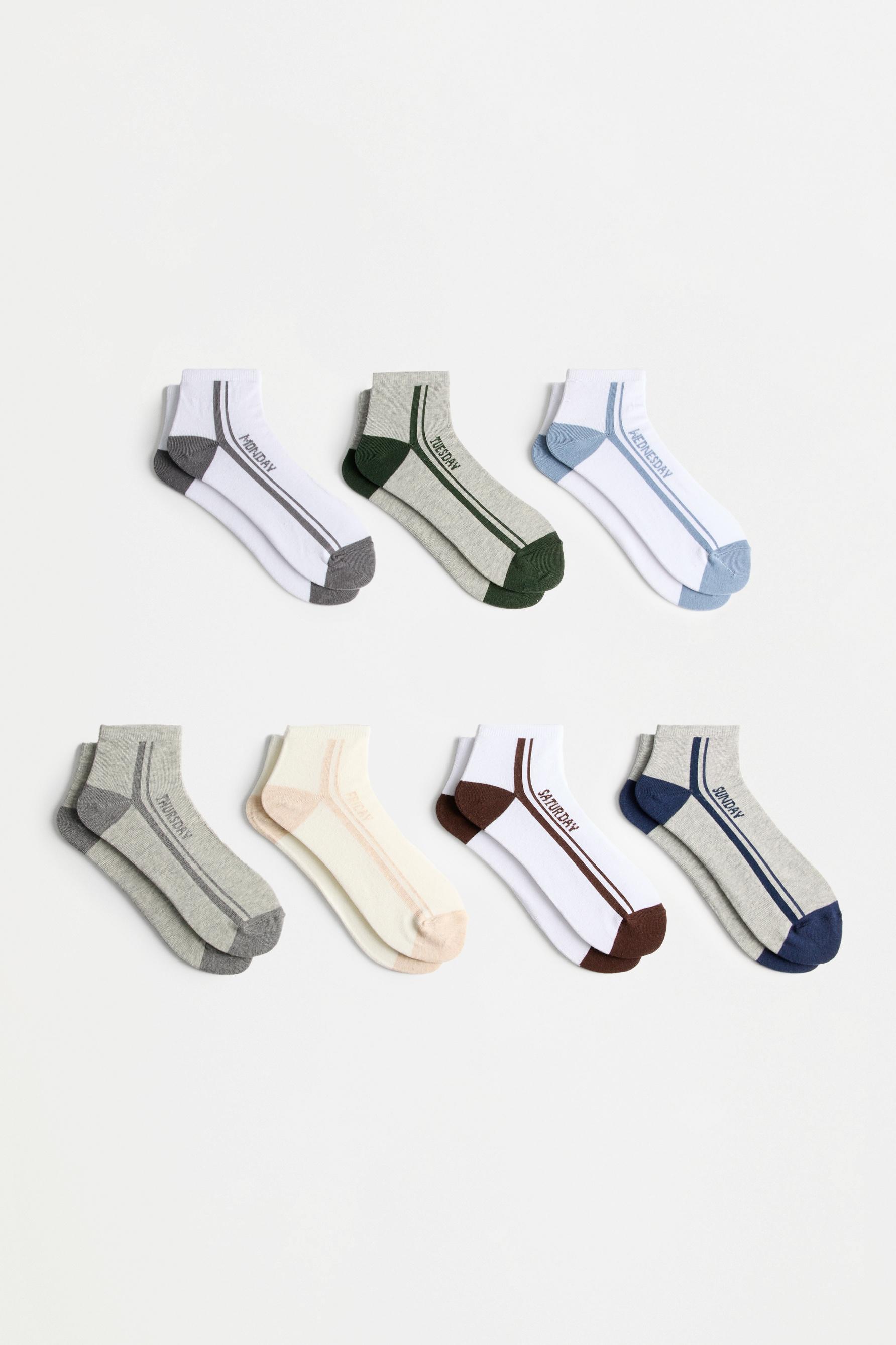 Days of the week ankle socks (7-pack) — GREY/CAMEL