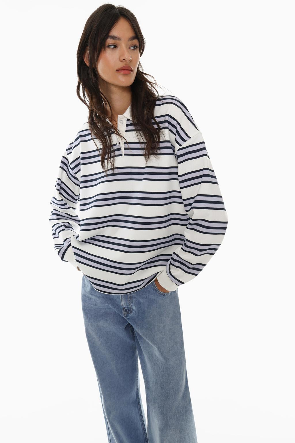 Striped polo sweatshirt