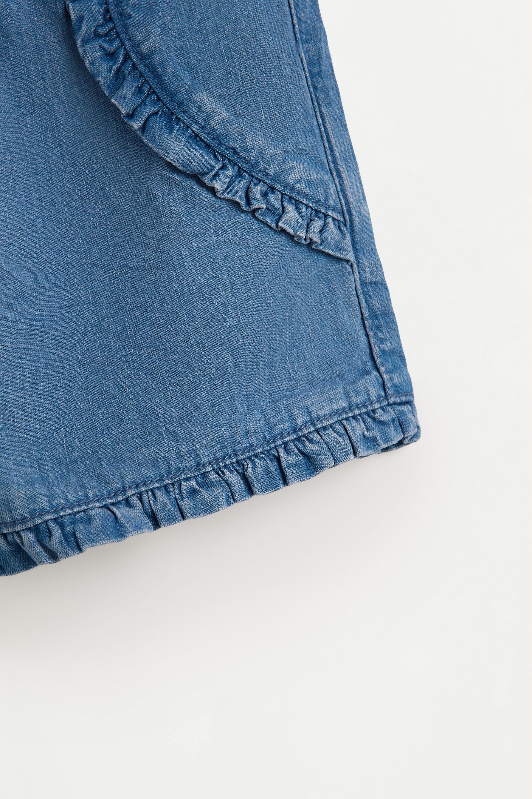 Denim ruffle shorts — PALE BLUE