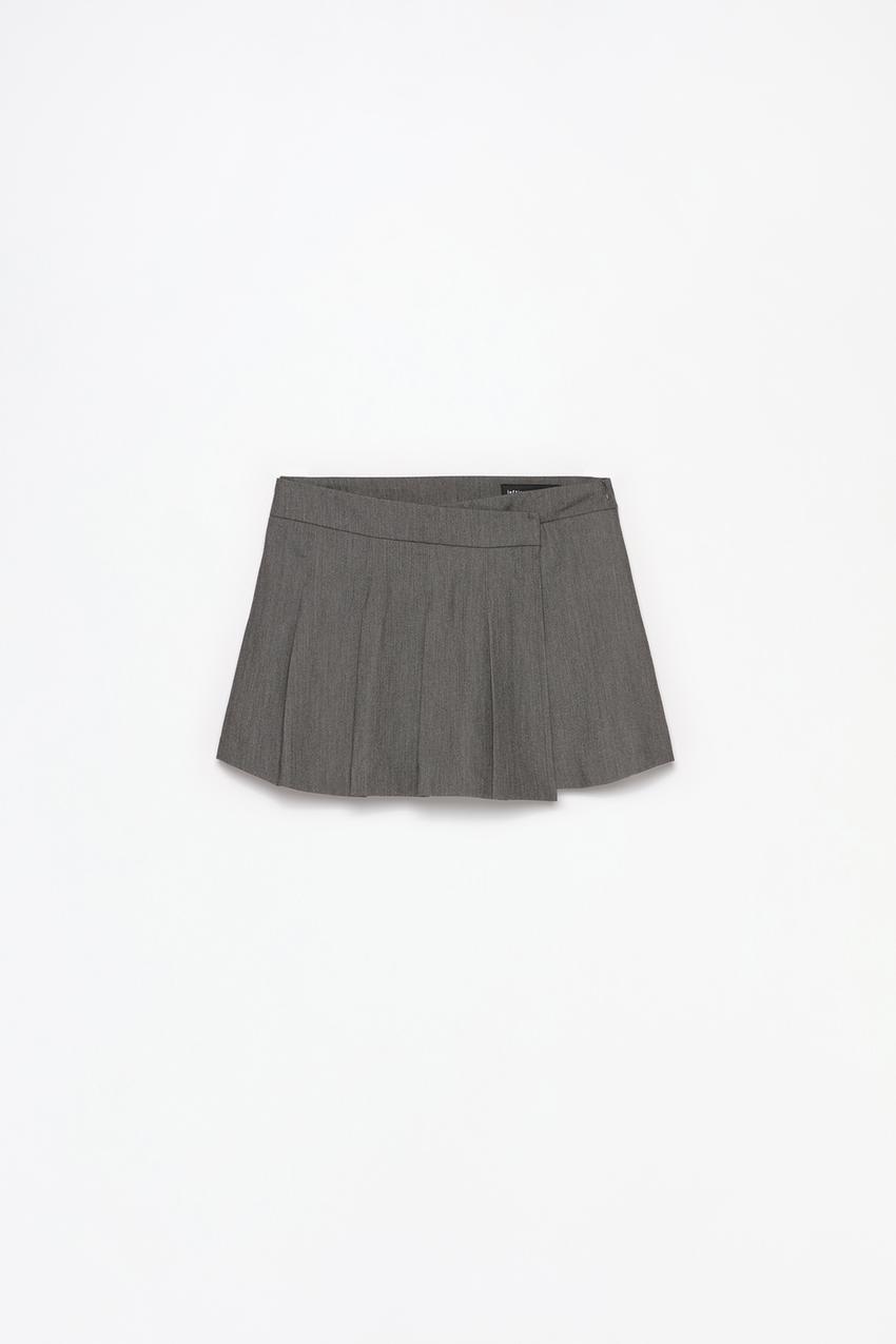 Box Pleat Grey Plaid Skirt Zara Navy Pleated Skirt Zara Outlet