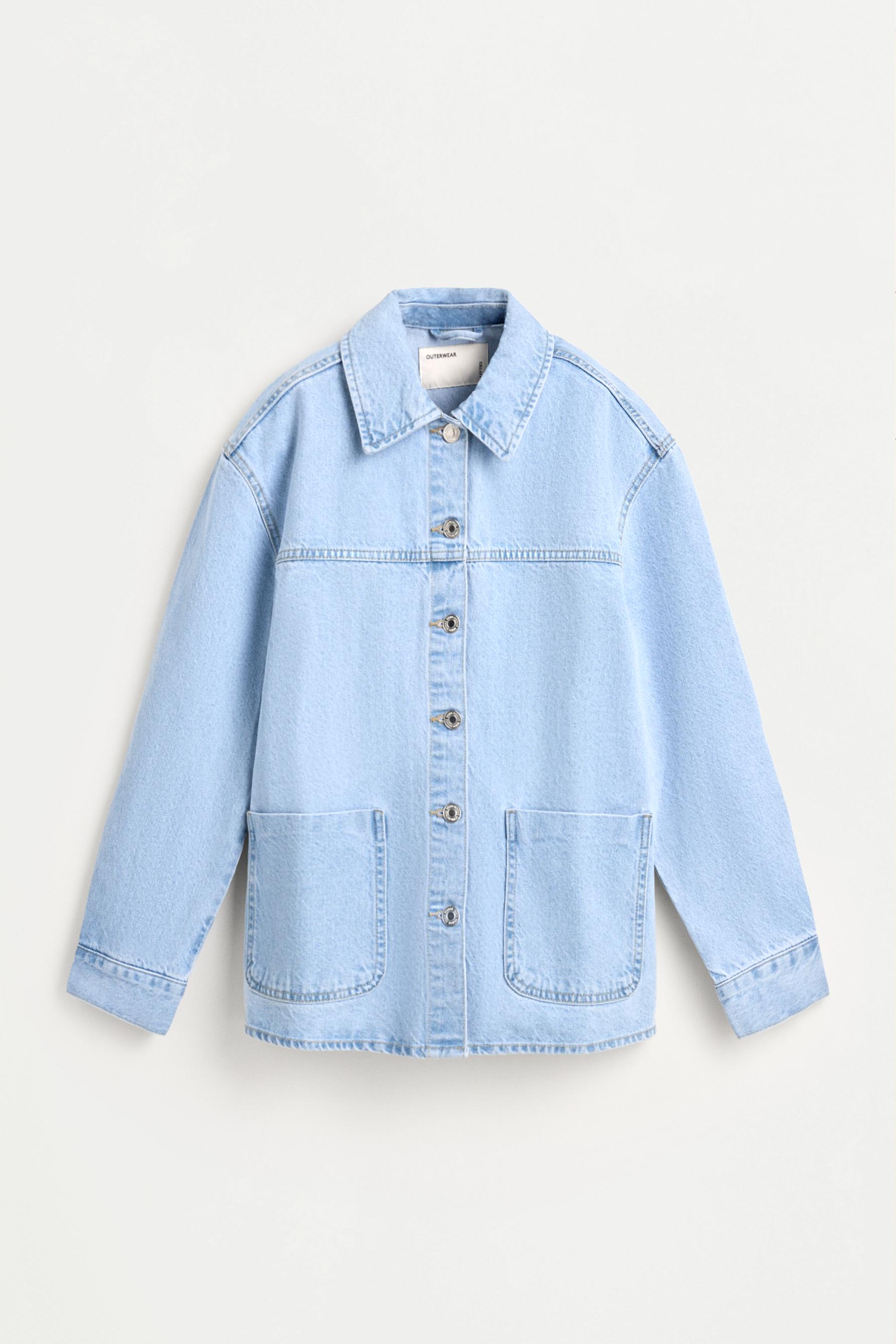 Denim overshirt with pockets — PALE BLUE