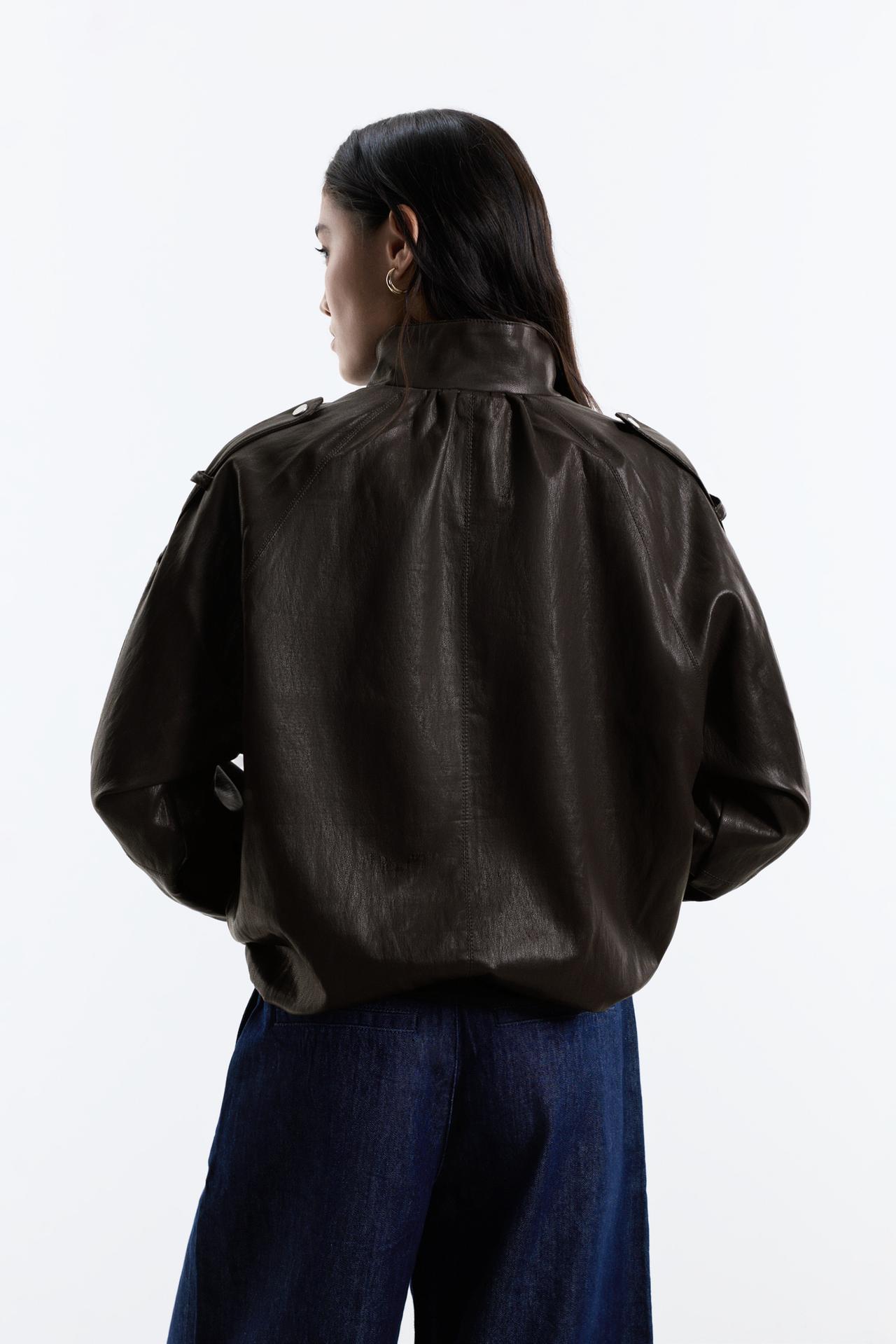 oversize bomber jacket — CHOCOLATE BROWN