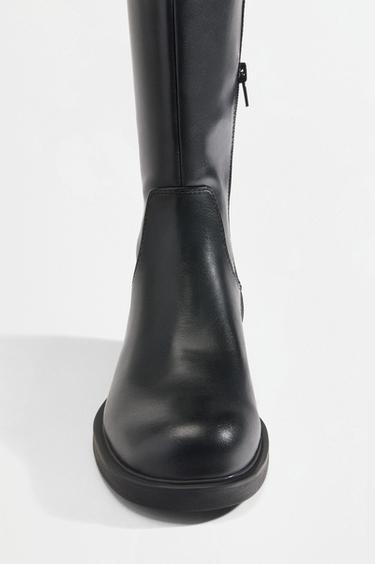 Flat knee-high riding boots — BLACK 3