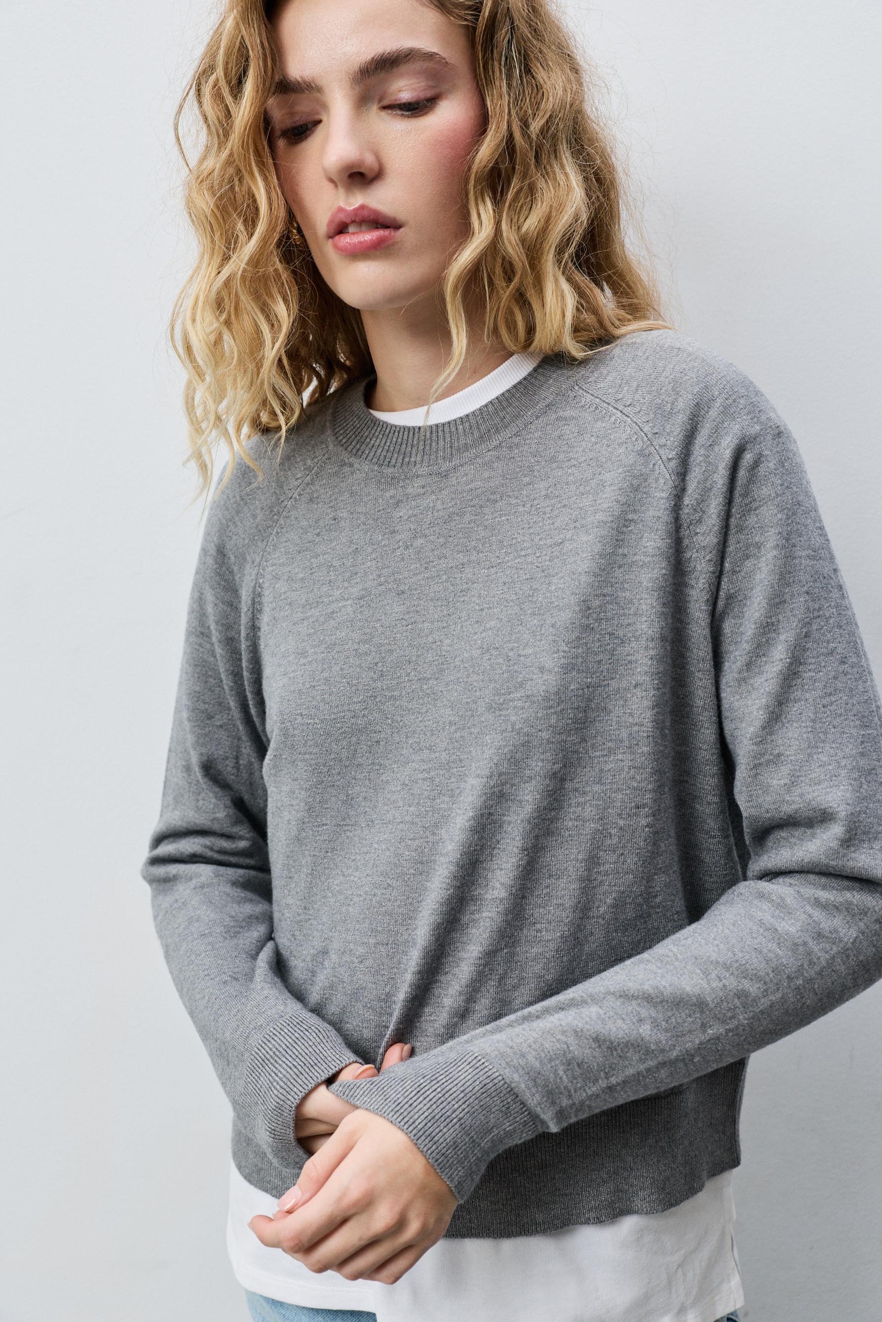 Round neck sweater — GREY MARL