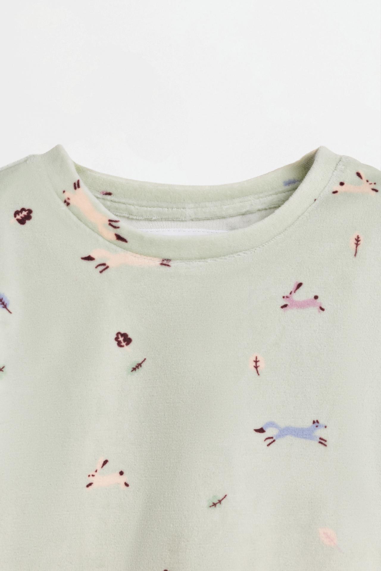 Velvety printed pyjamas — WATER GREEN