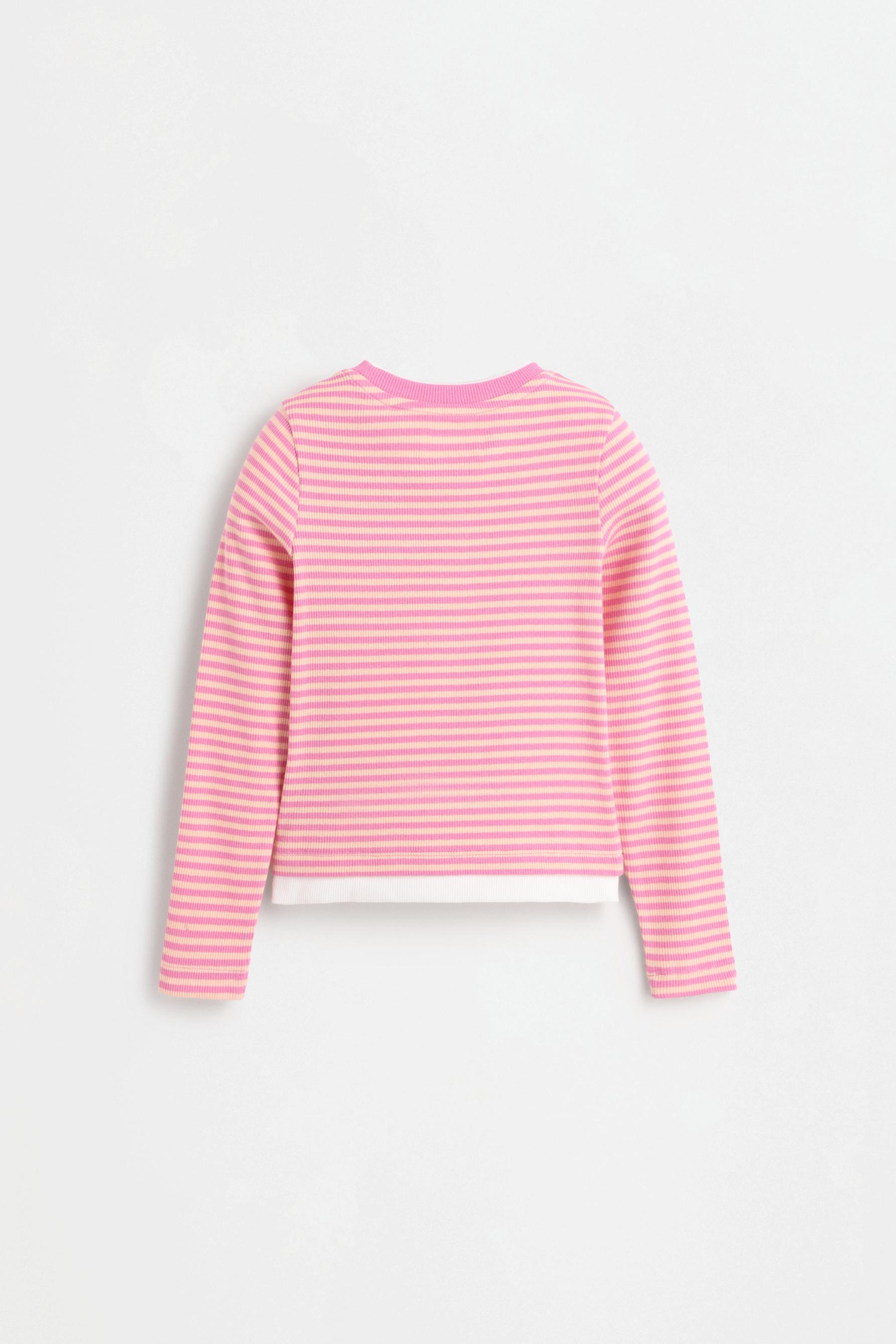 Double-effect ribbed T-shirt — STRAWBERRY