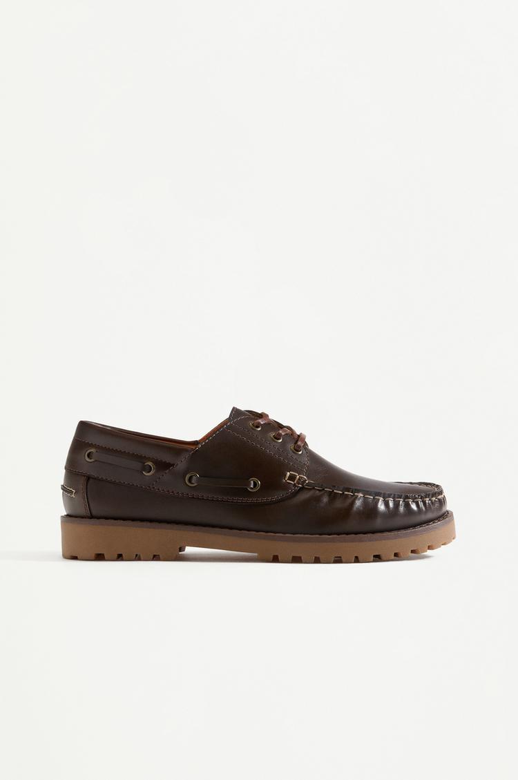 Lug sole boat shoes — BROWN