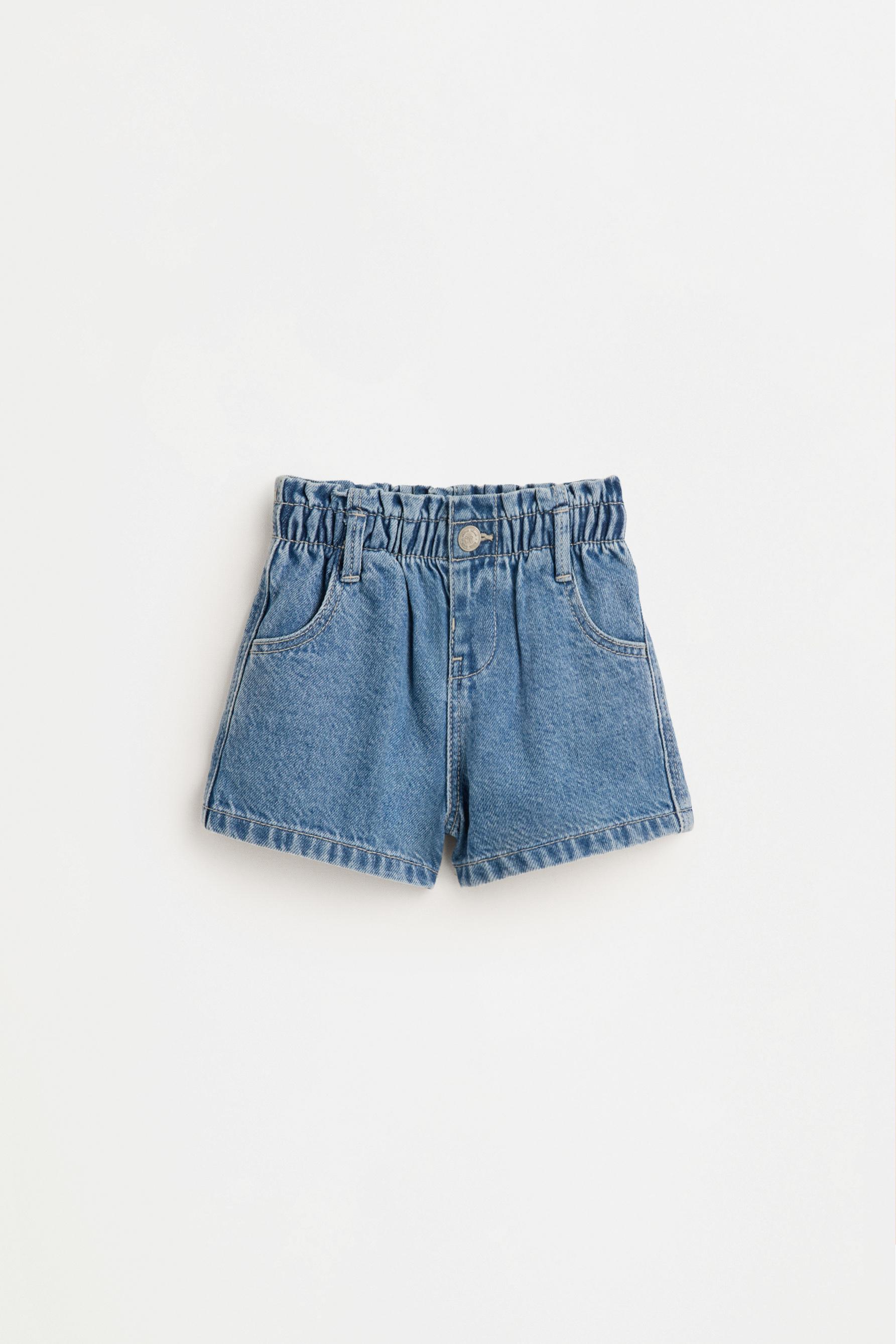Denim paperbag shorts — INDIGO
