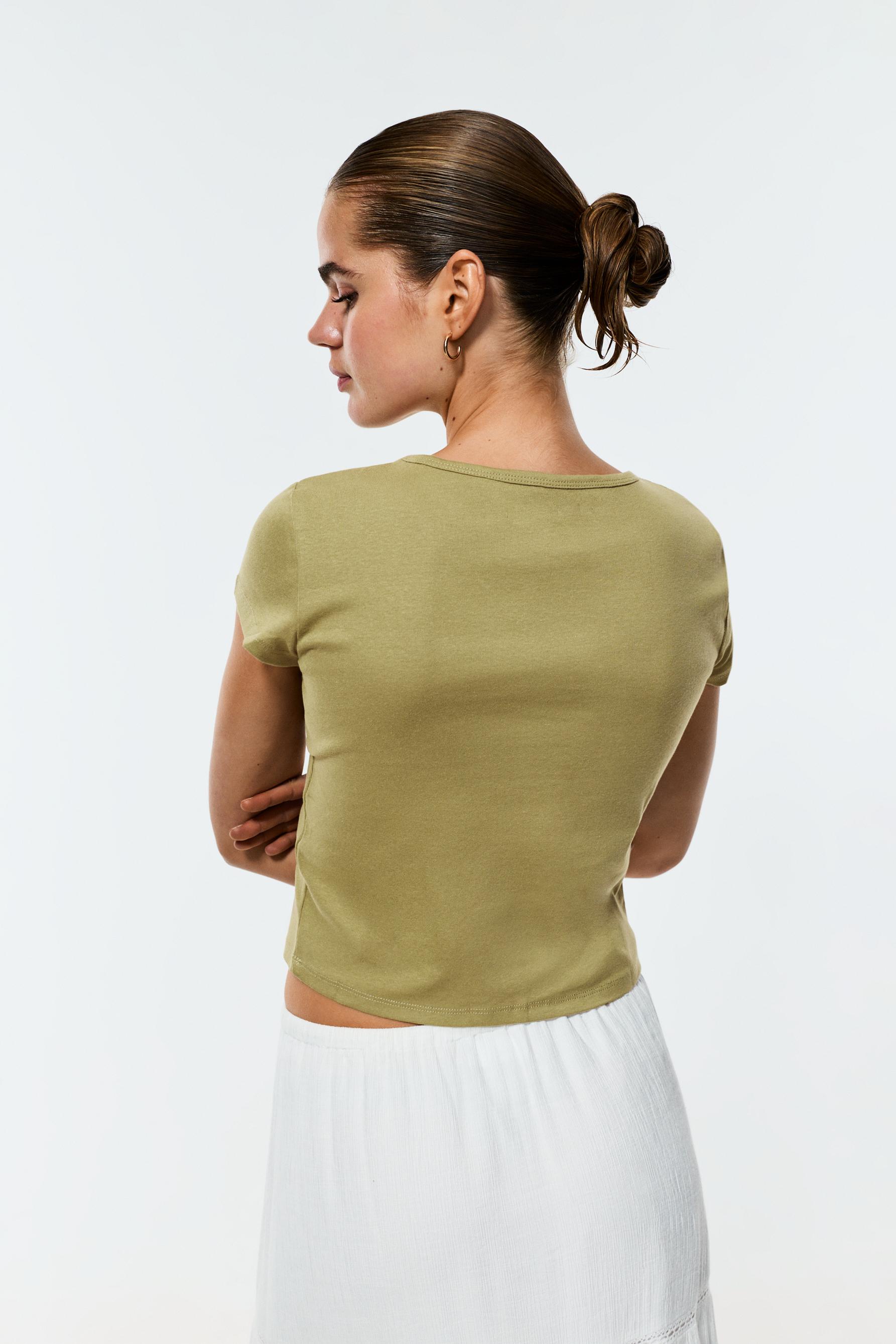 Printed Cropped T-Shirt — SAGE GREEN