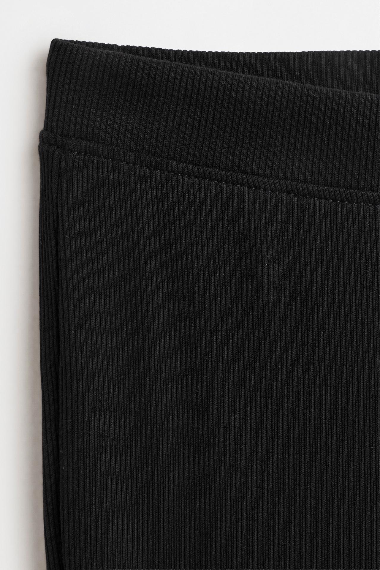 Ribbed bell-bottom leggings — BLACK