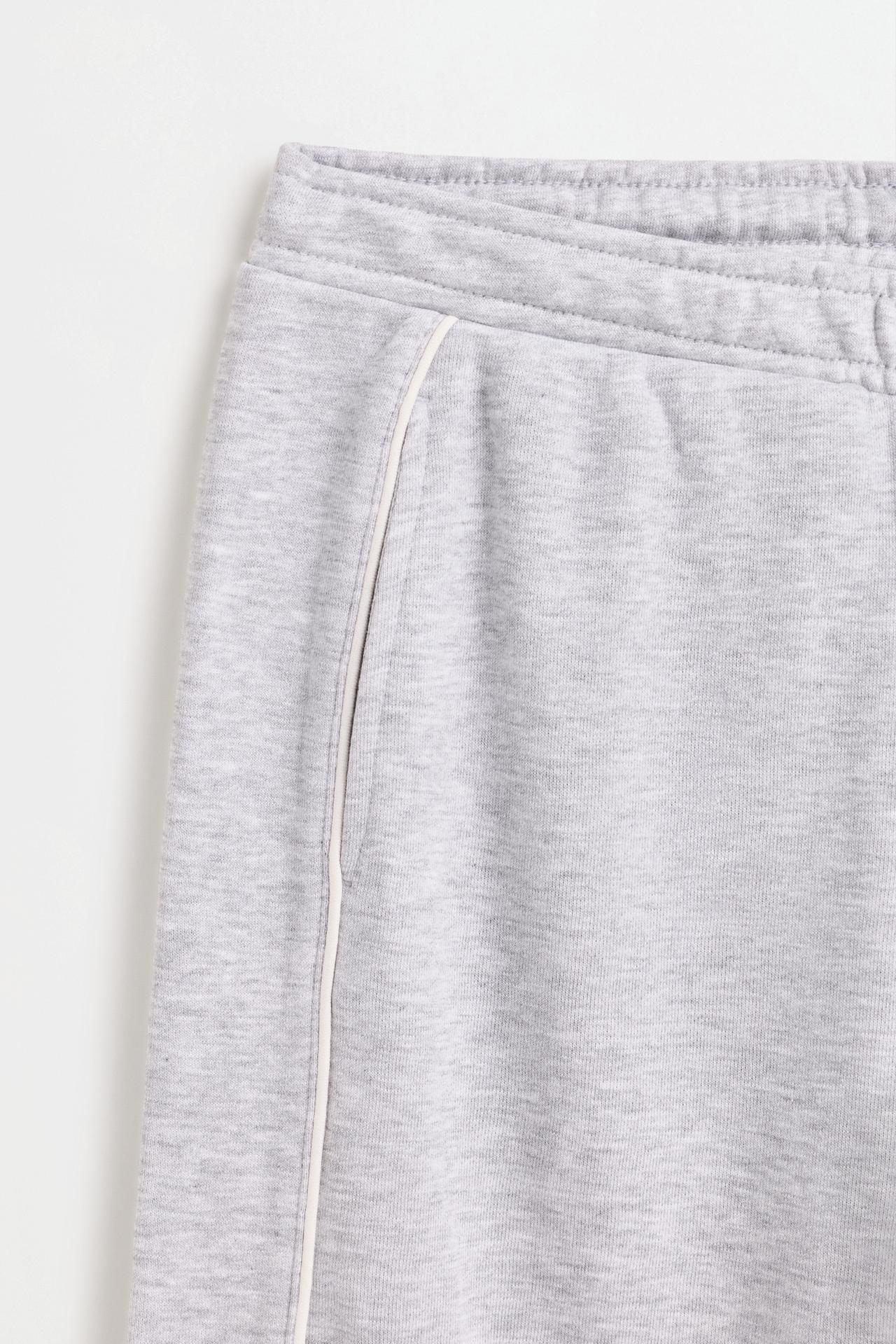 Wide-leg tracksuit trousers with contrast trim — GREY MARL
