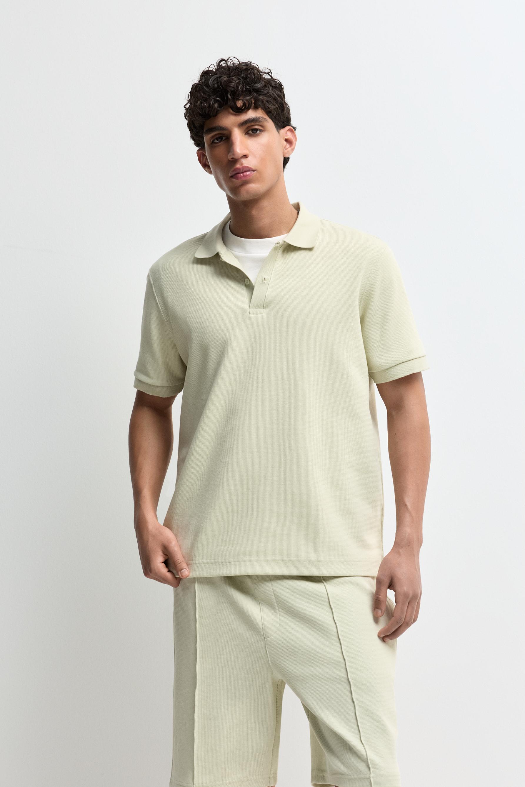Basic textured polo shirt — APPLE GREEN