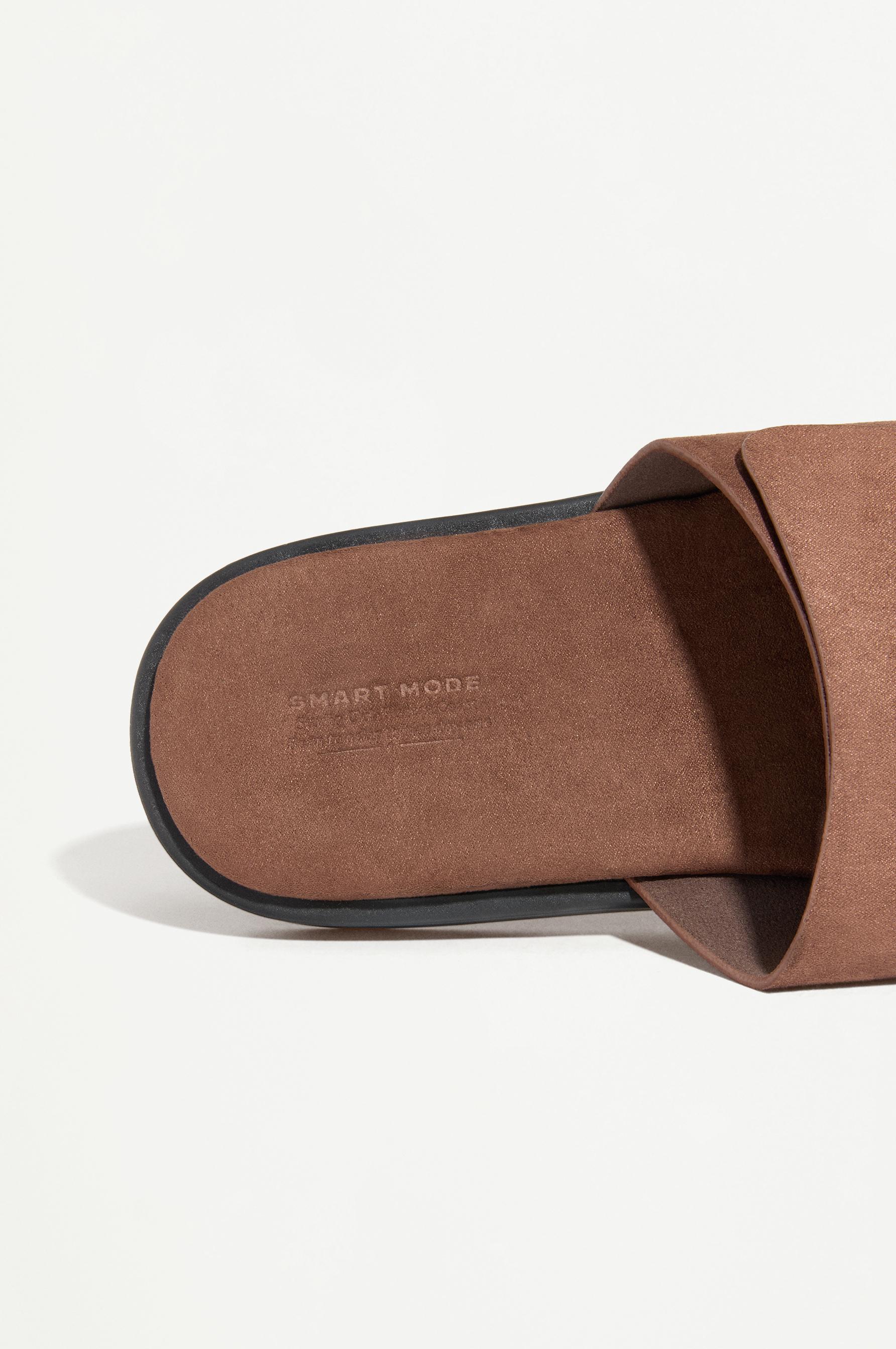Suede slide sandals — BROWN