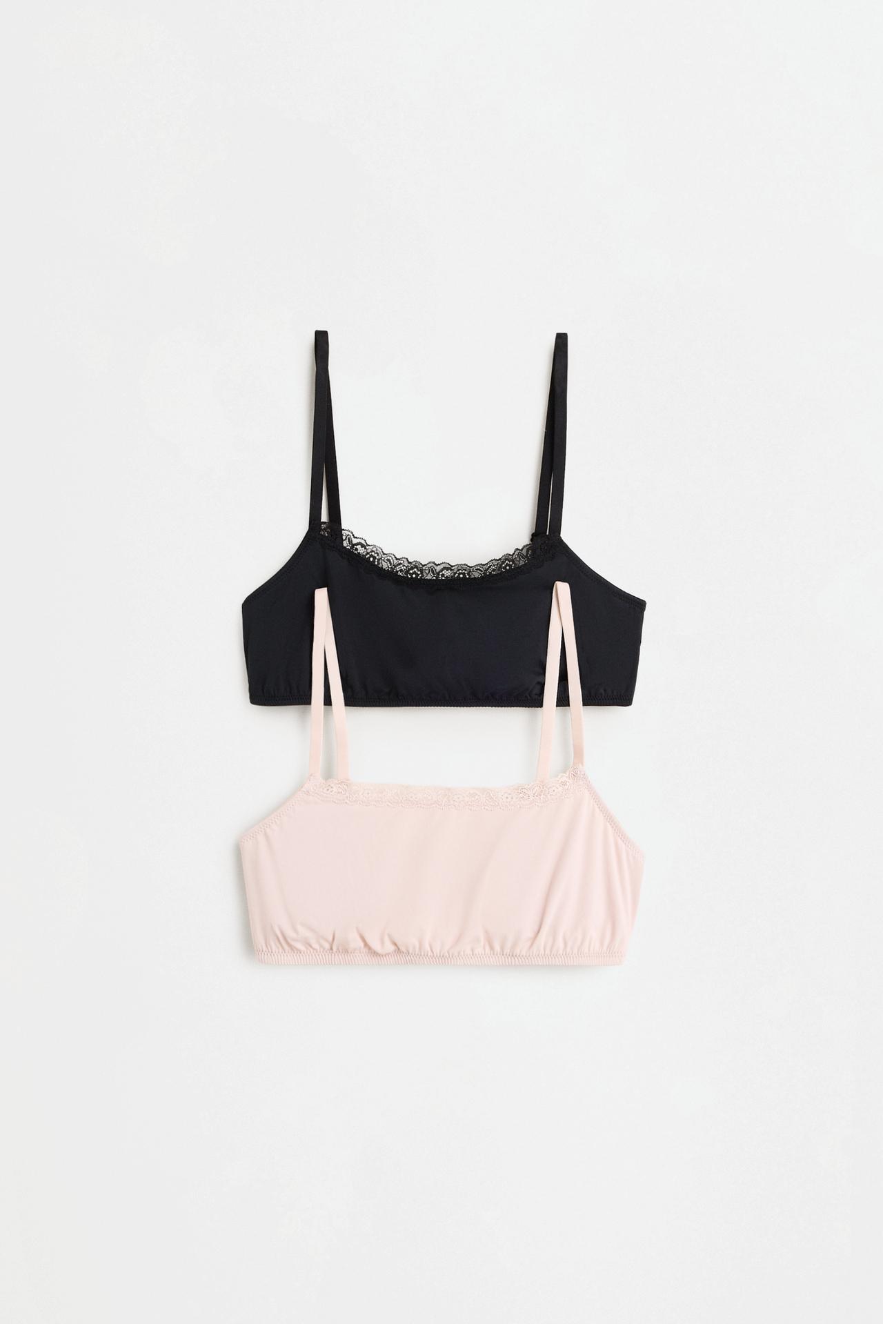 Lace Bra Top (Pack of 2) — BLACK