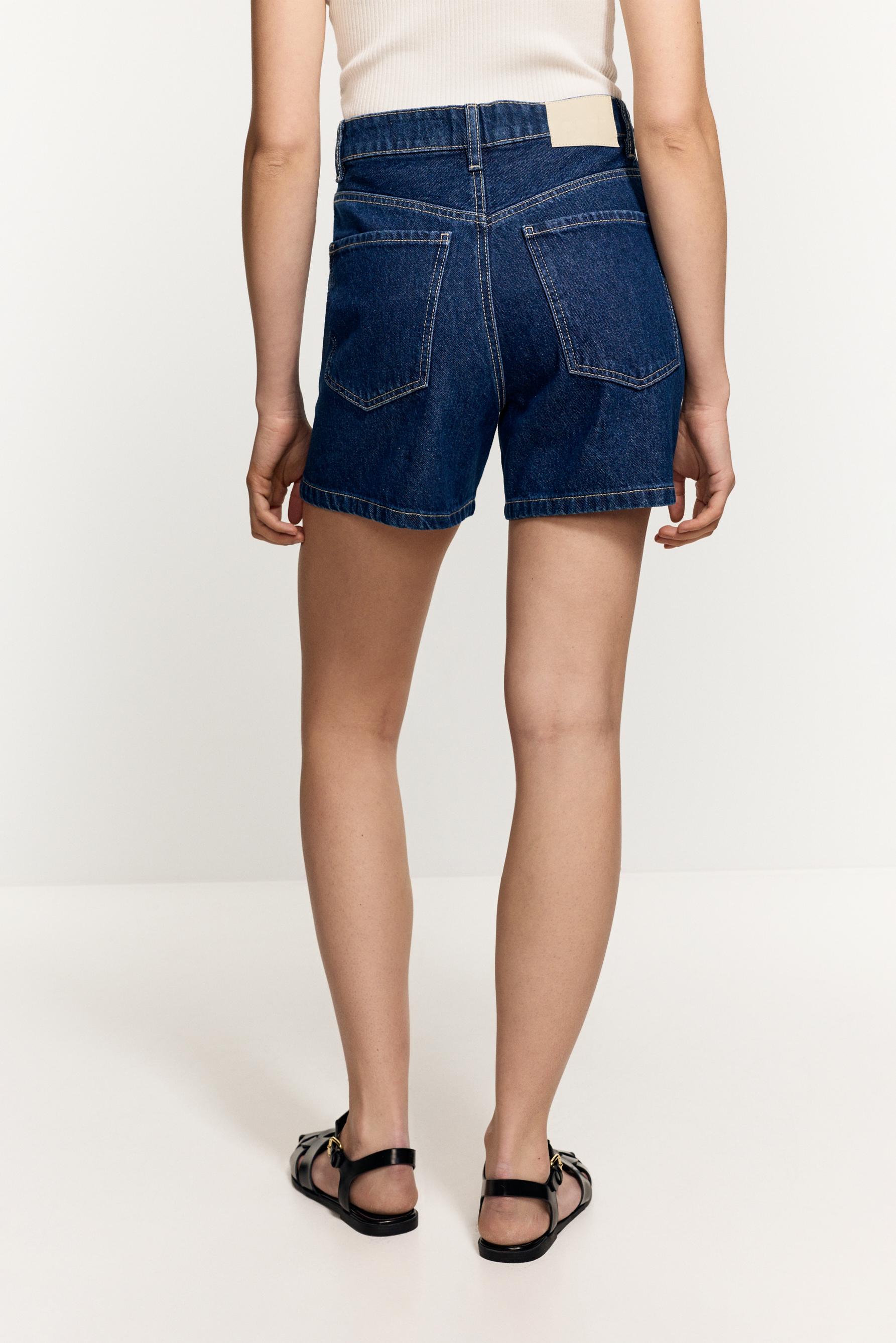 Basic mom fit denim shorts — DARK INDIGO