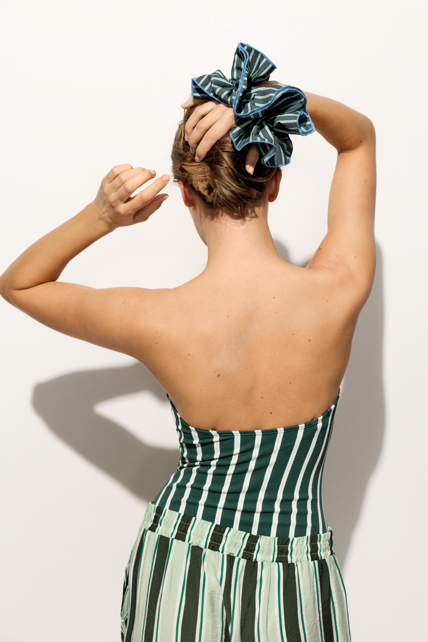 XL striped scrunchie — GREEN