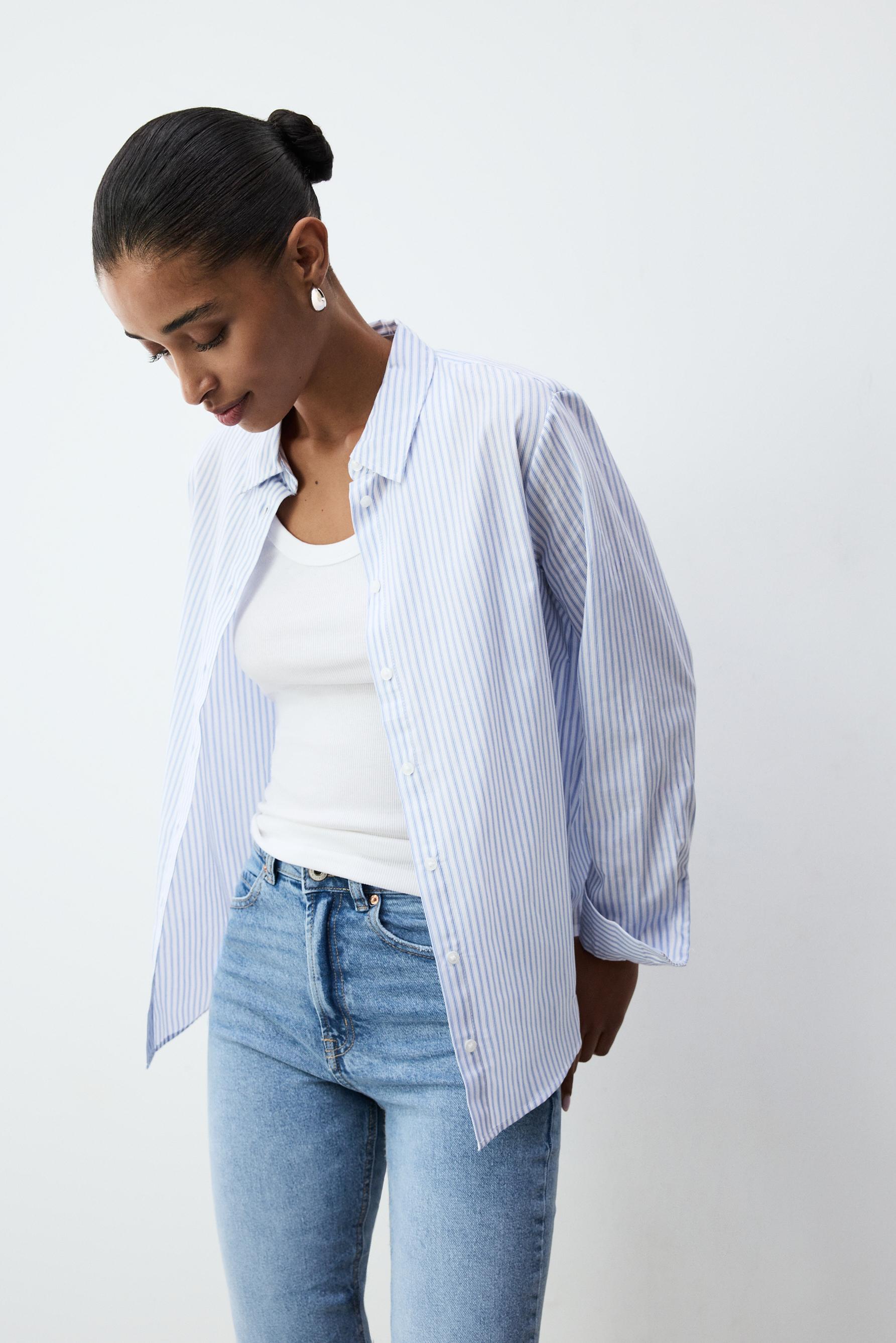 Basic poplin shirt — BLUE/WHITE