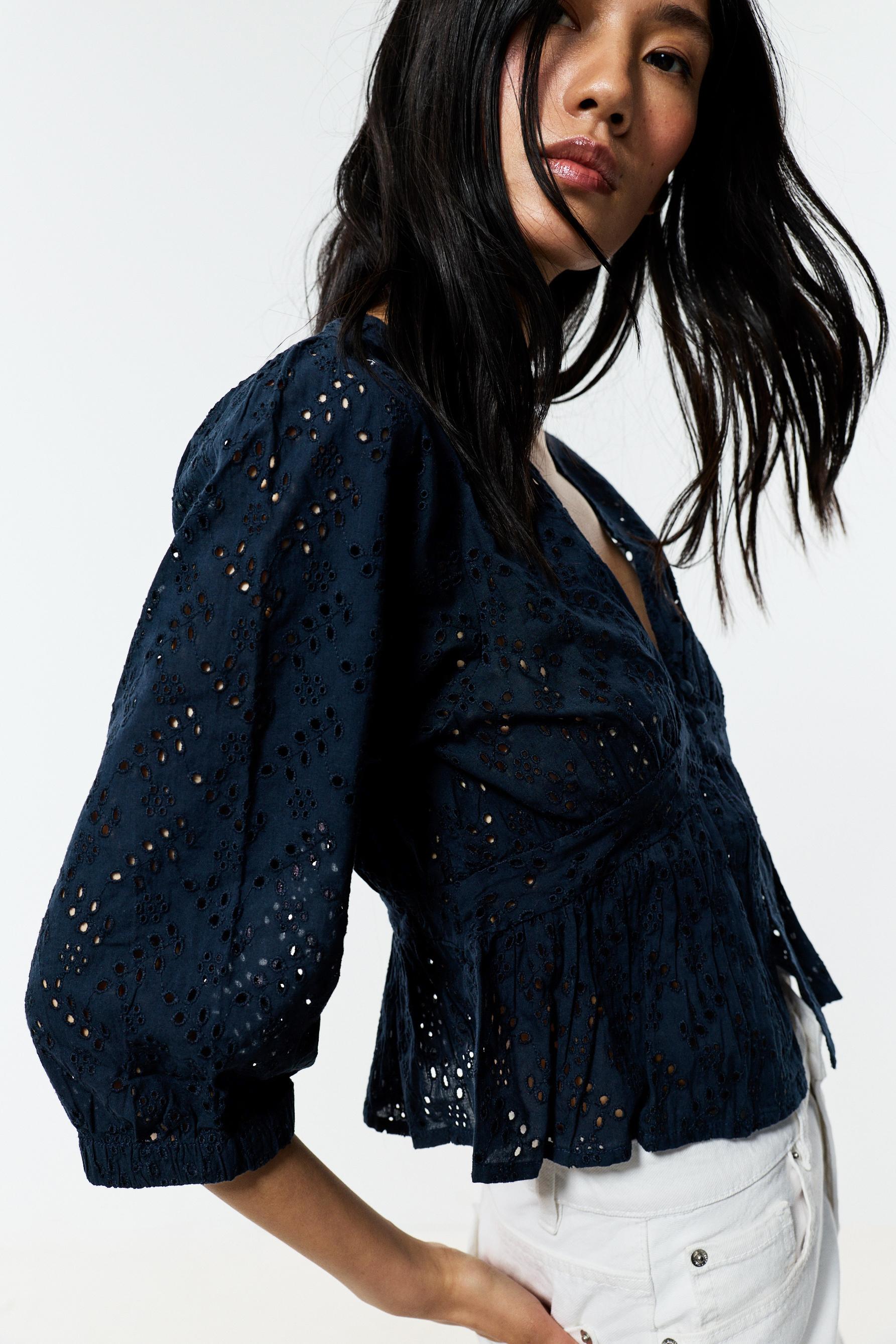 Swiss embroidery shirt — BLUE