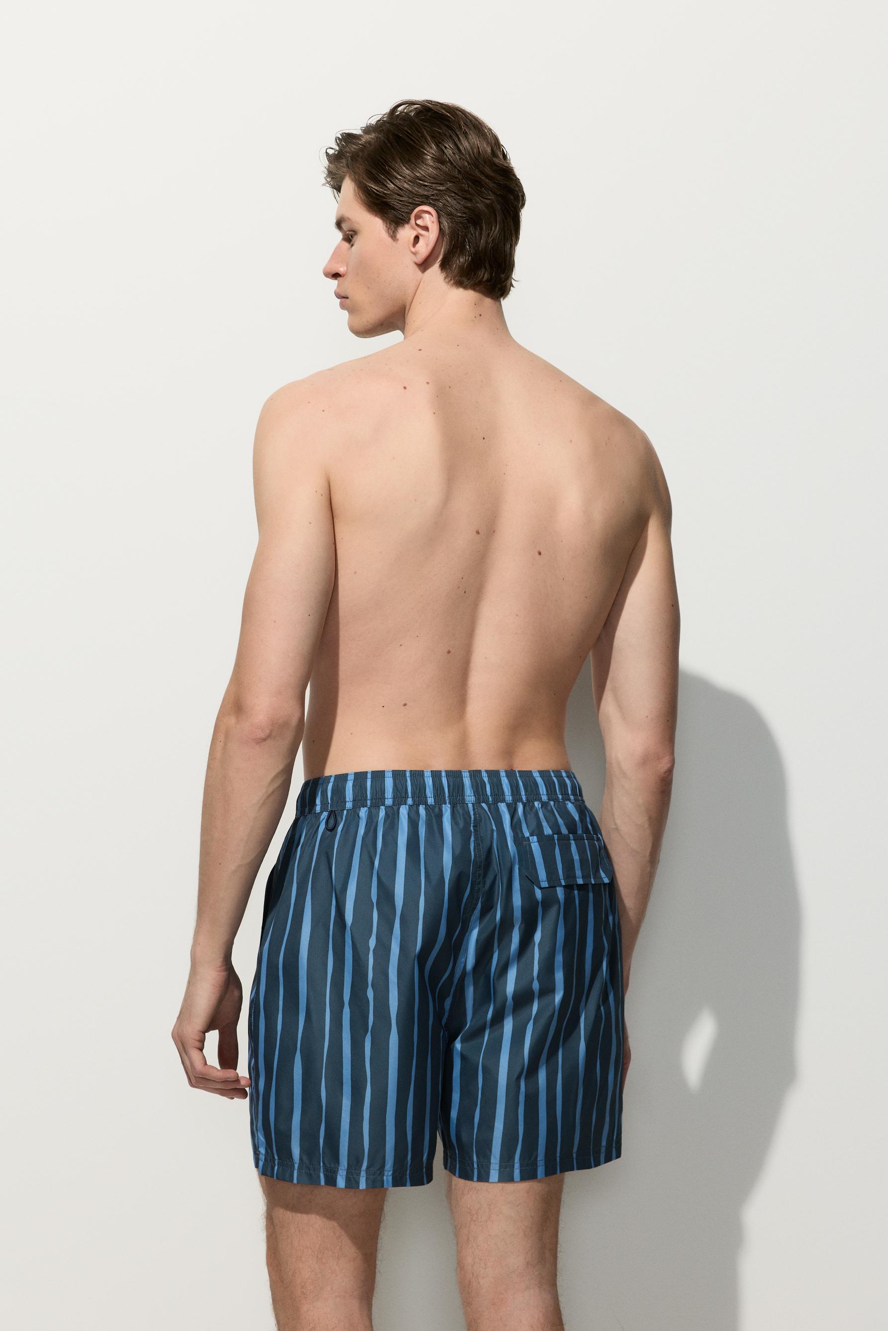 Printed regular fit swim shorts — FADED NAVY