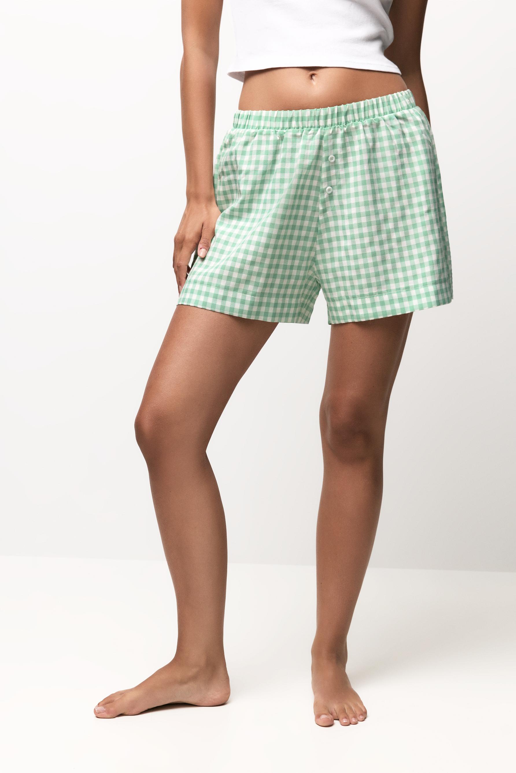 Gingham boxer shorts — GREEN