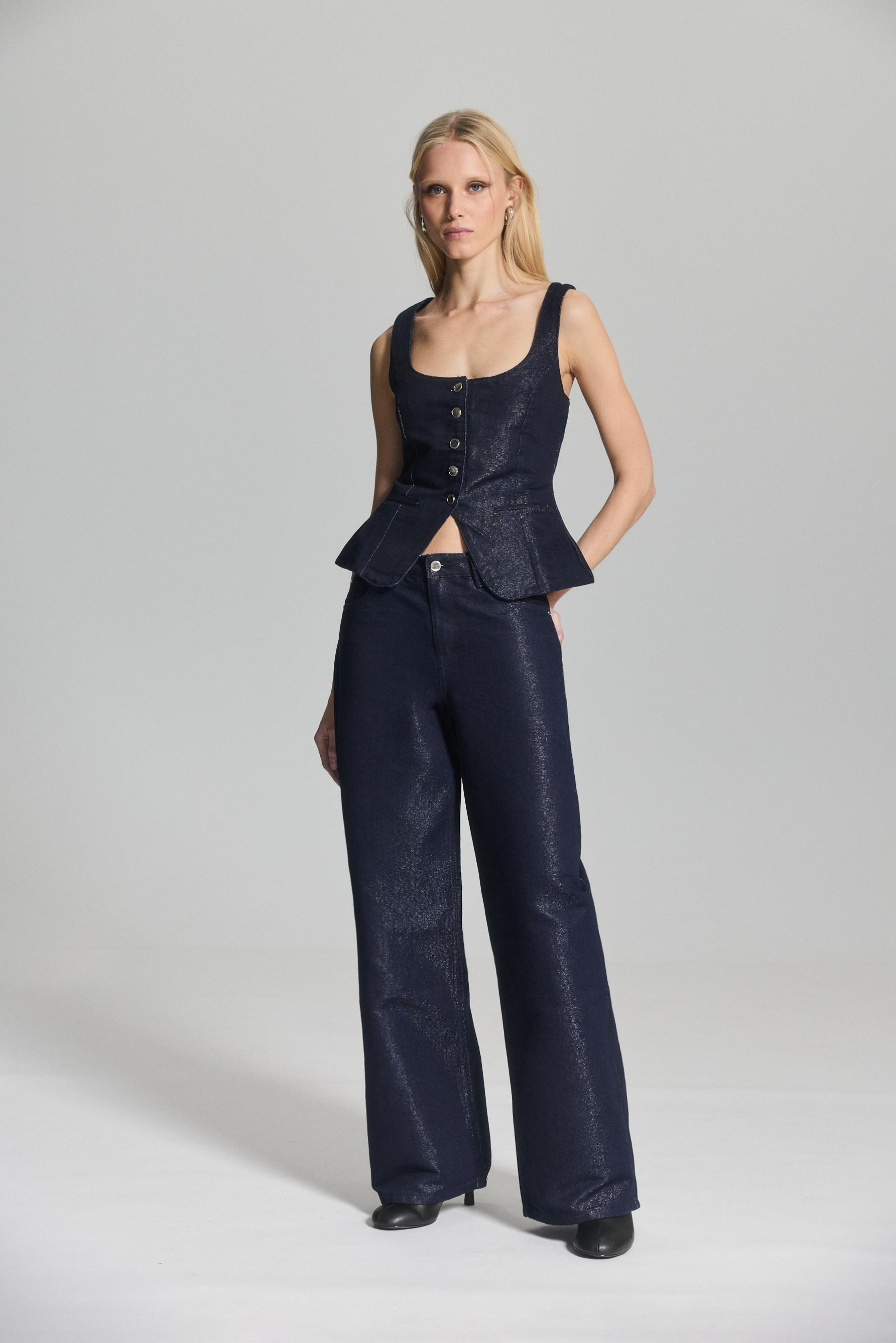 Jeans wide leg brillos