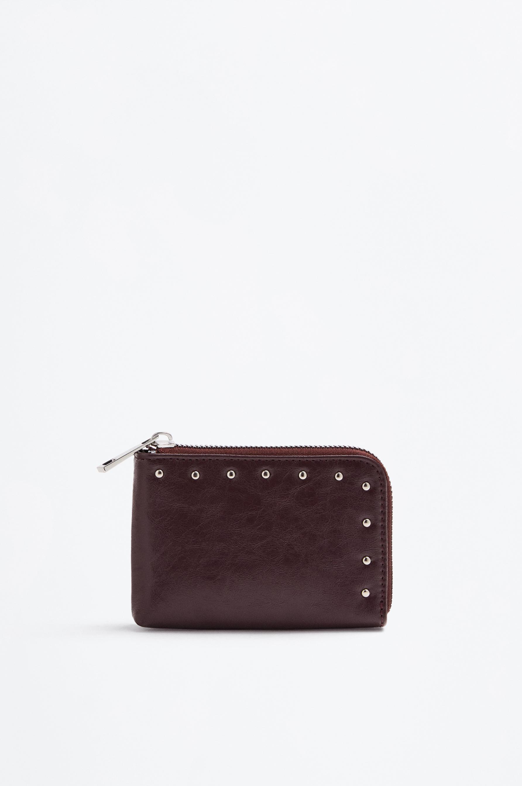 Studded textured wallet — BURGUNDY