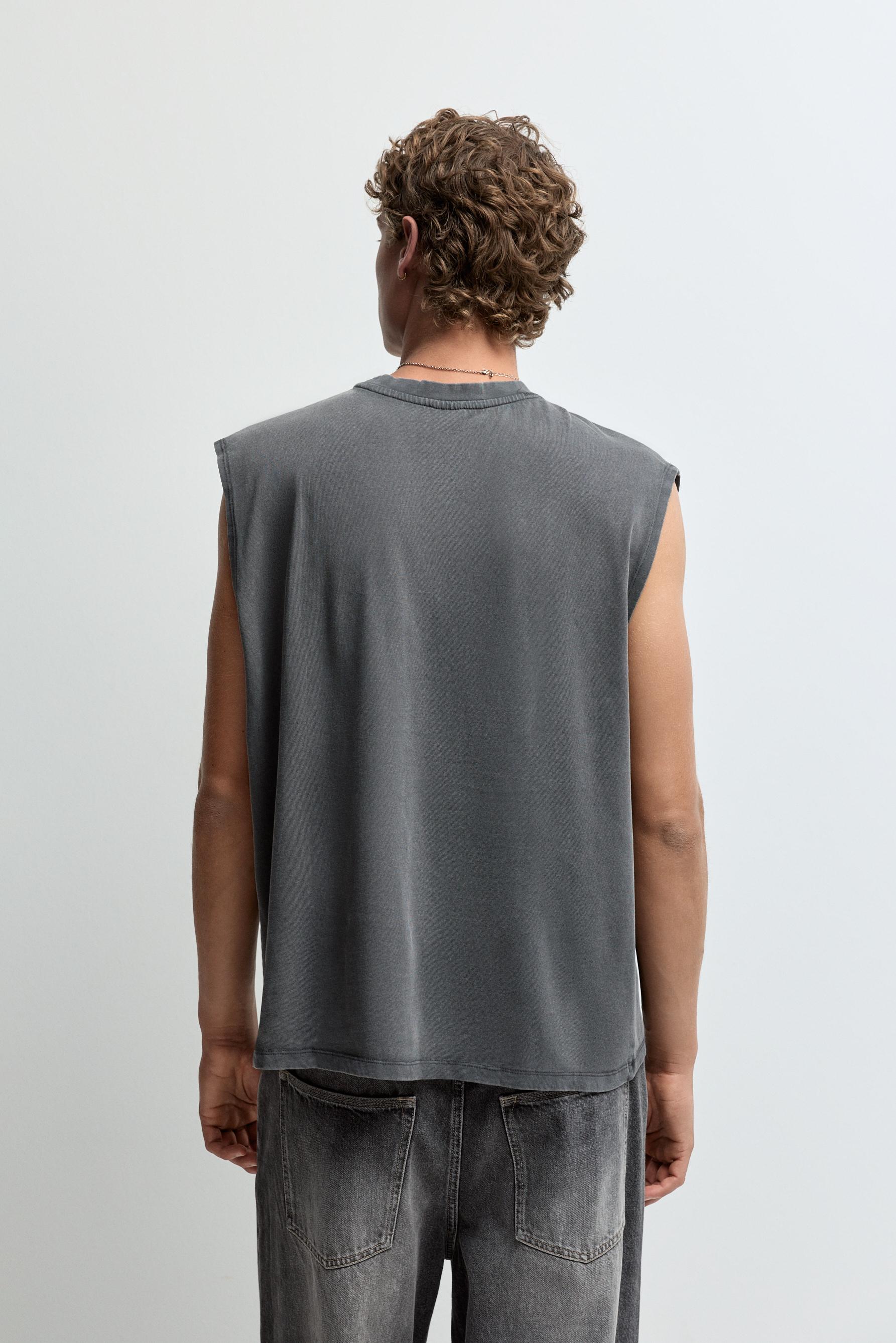 Faded-effect sleeveless T-shirt — LEAD